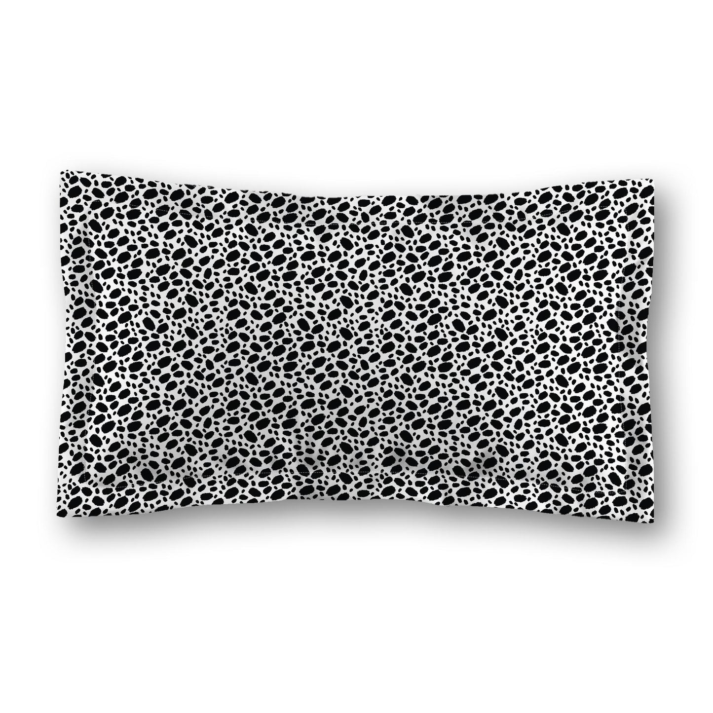 White Microfiber Pillow Sham with Flange, Black Hand-painted Dab Motif Print, Tan Reverse Side, Standard (width x length) 22 x 30 inches / 56 x 76 cm