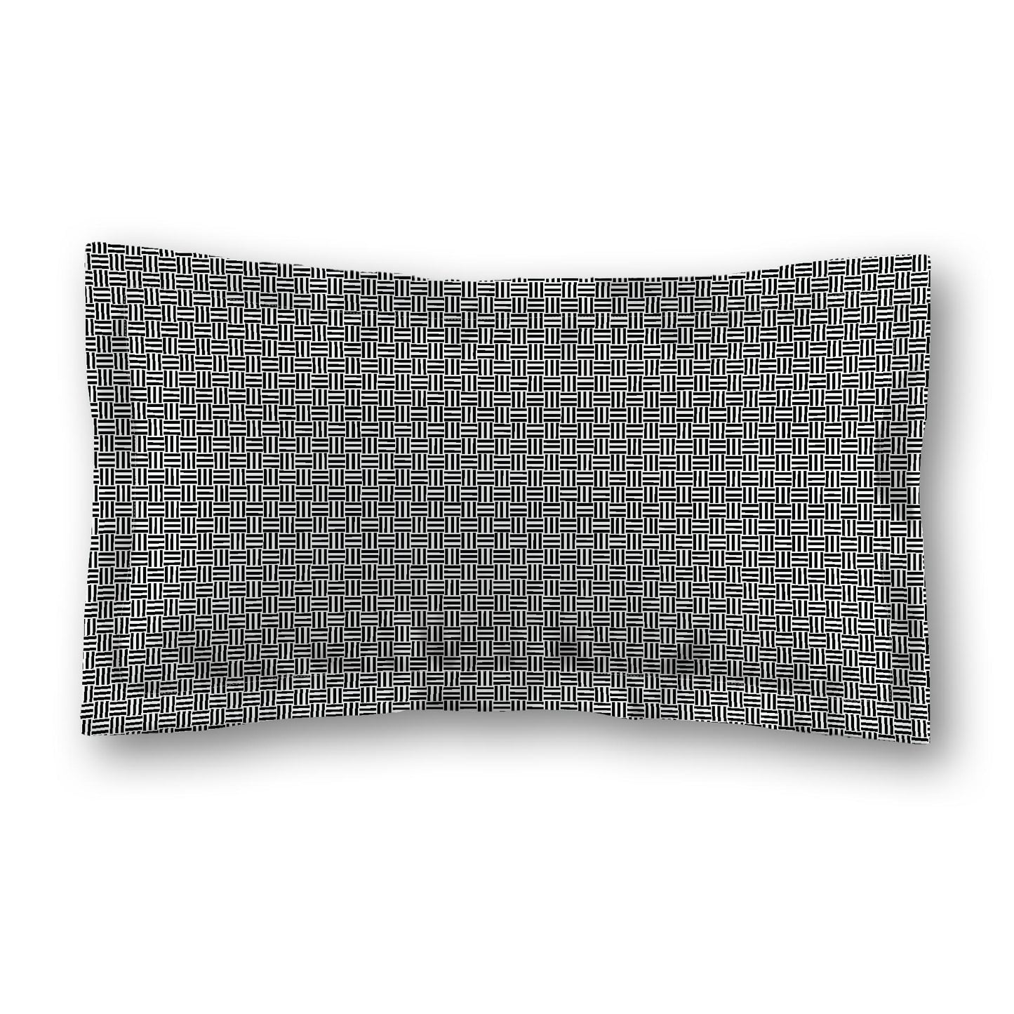 White Microfiber Pillow Sham with Flange, Black Double Weave Motif Print, Tan Reverse Side, Standard (width x length) 22 x 30 inches / 56 x 76 cm