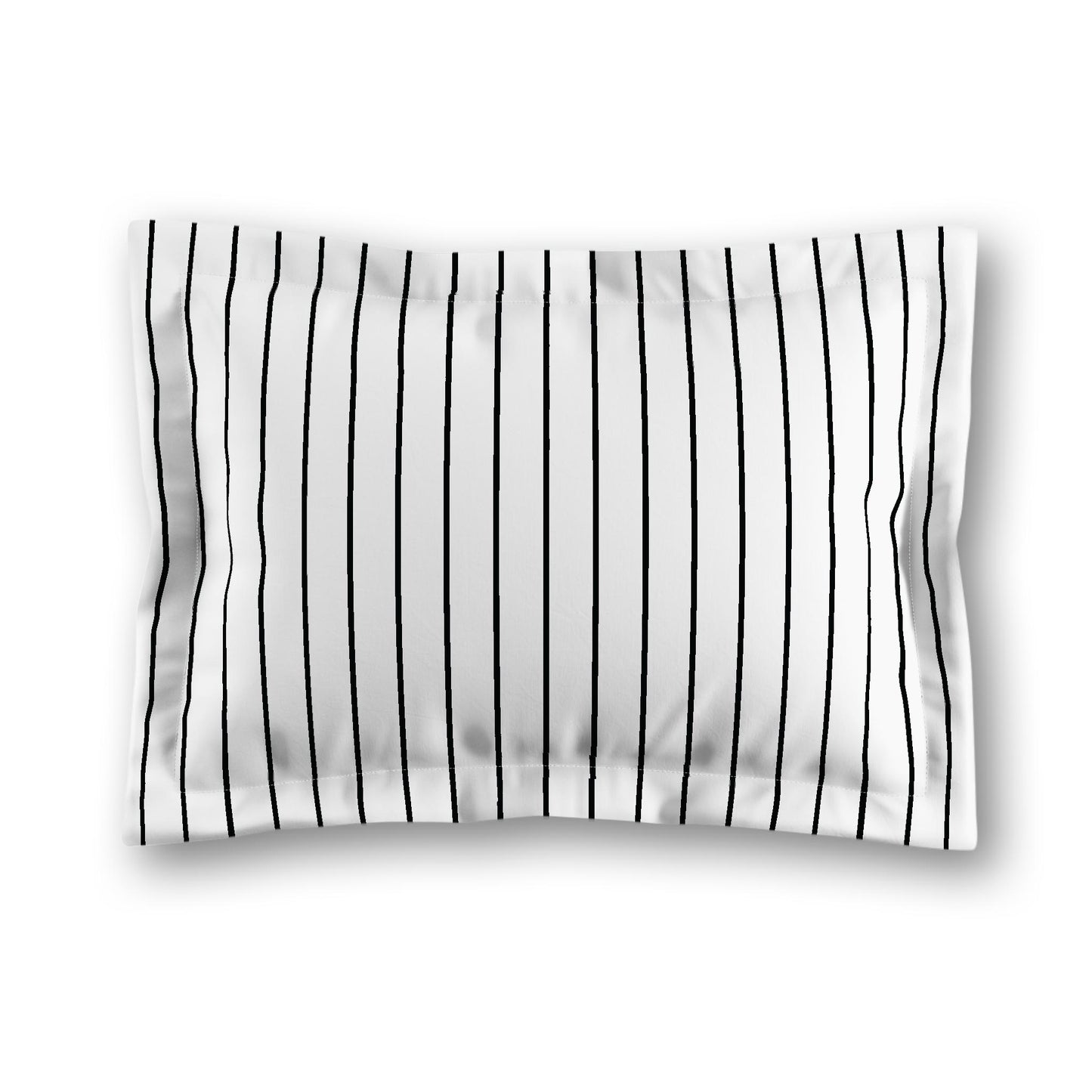 White Microfiber Sham with Flange, Black Stripes on Front, Tan Reverse Side, King (width x length) 22 x 38 inches / 56 x 97 cm