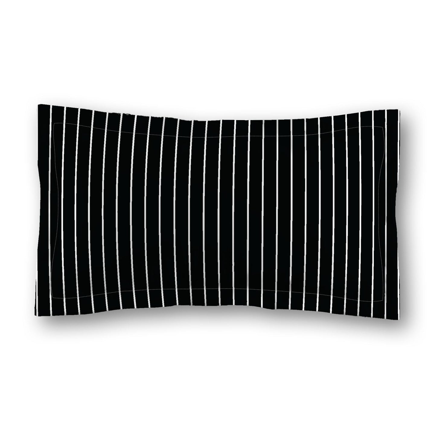 Black Microfiber Sham with Flange, White Stripes on Front, Tan Reverse Side, Standard (width x length) 22 x 30 inches / 56 x 76 cm