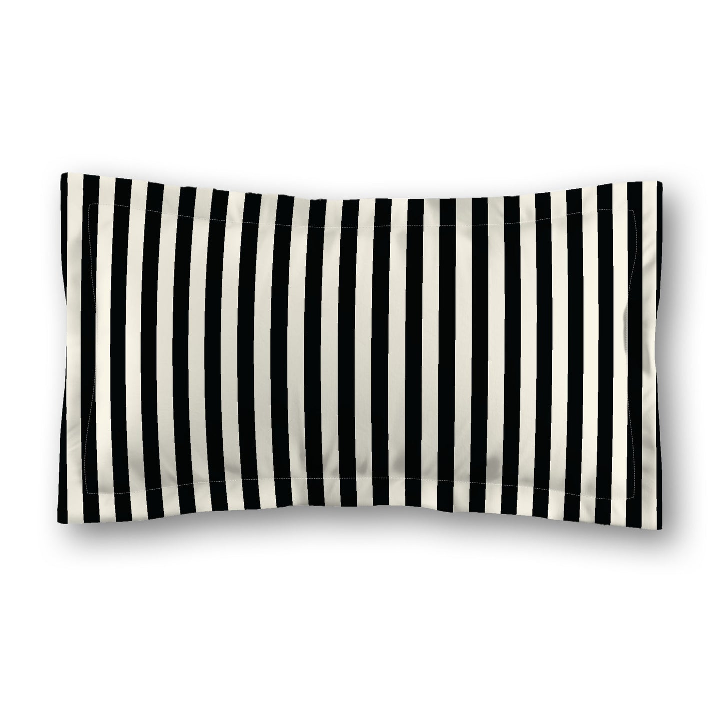 Pale Cream Microfiber Sham with Flange, Black Bars on Front, White Reverse Side, Standard (width x length) 22 x 30 inches / 56 x 76 cm
