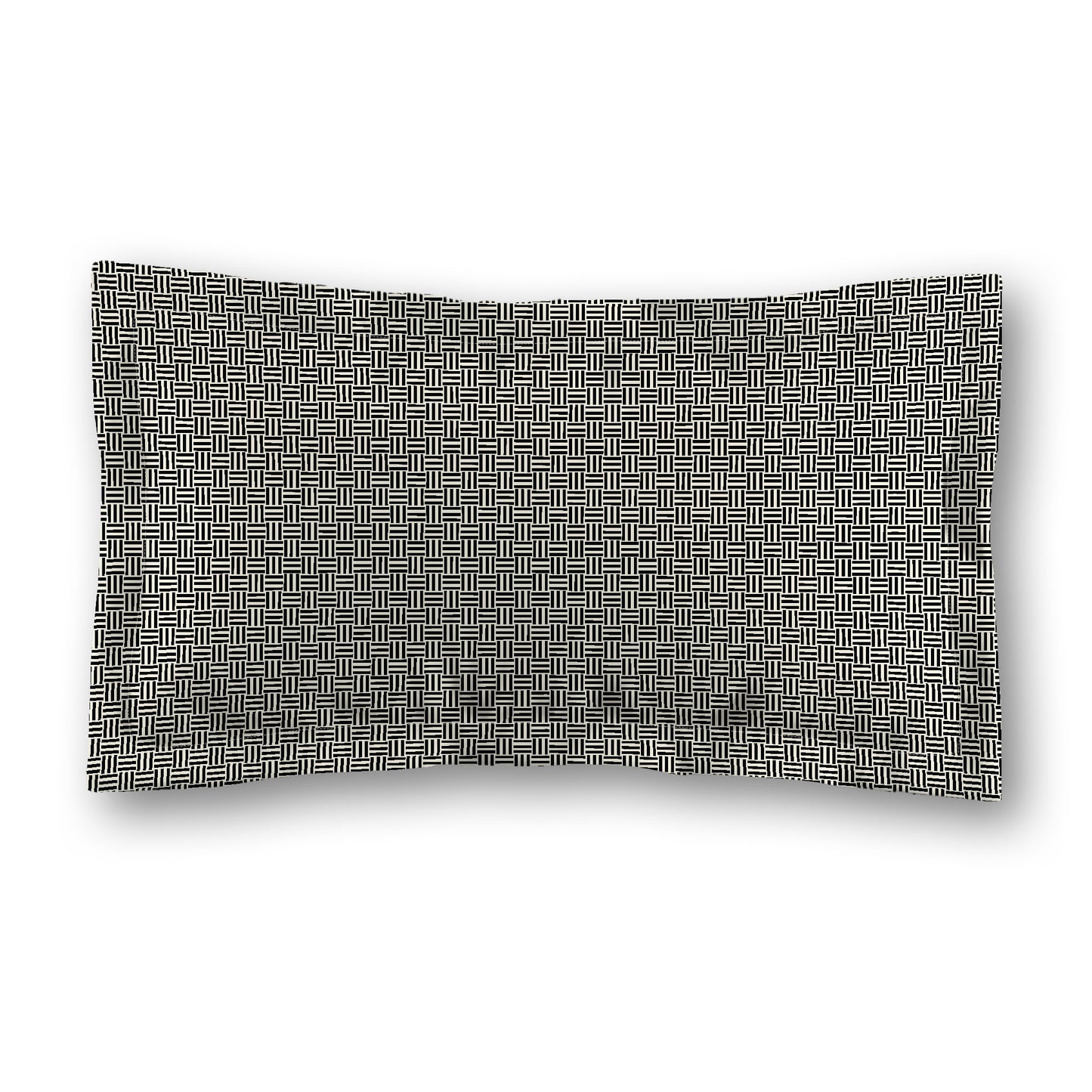 Pale Cream Microfiber Pillow Sham with Flange, Black Double Weave Motif Print, White Reverse Side, Standard (width x length) 22 x 30 inches / 56 x 76 cm