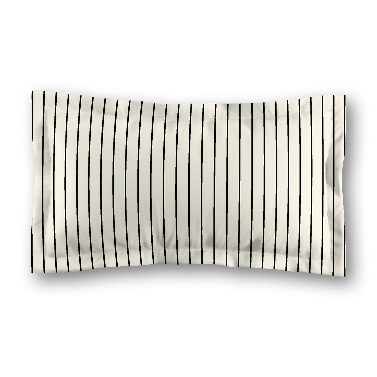 Pale Cream Microfiber Sham with Flange, Black Stripes on Front, White Reverse Side, Standard (width x length) 22 x 30 inches / 56 x 76 cm