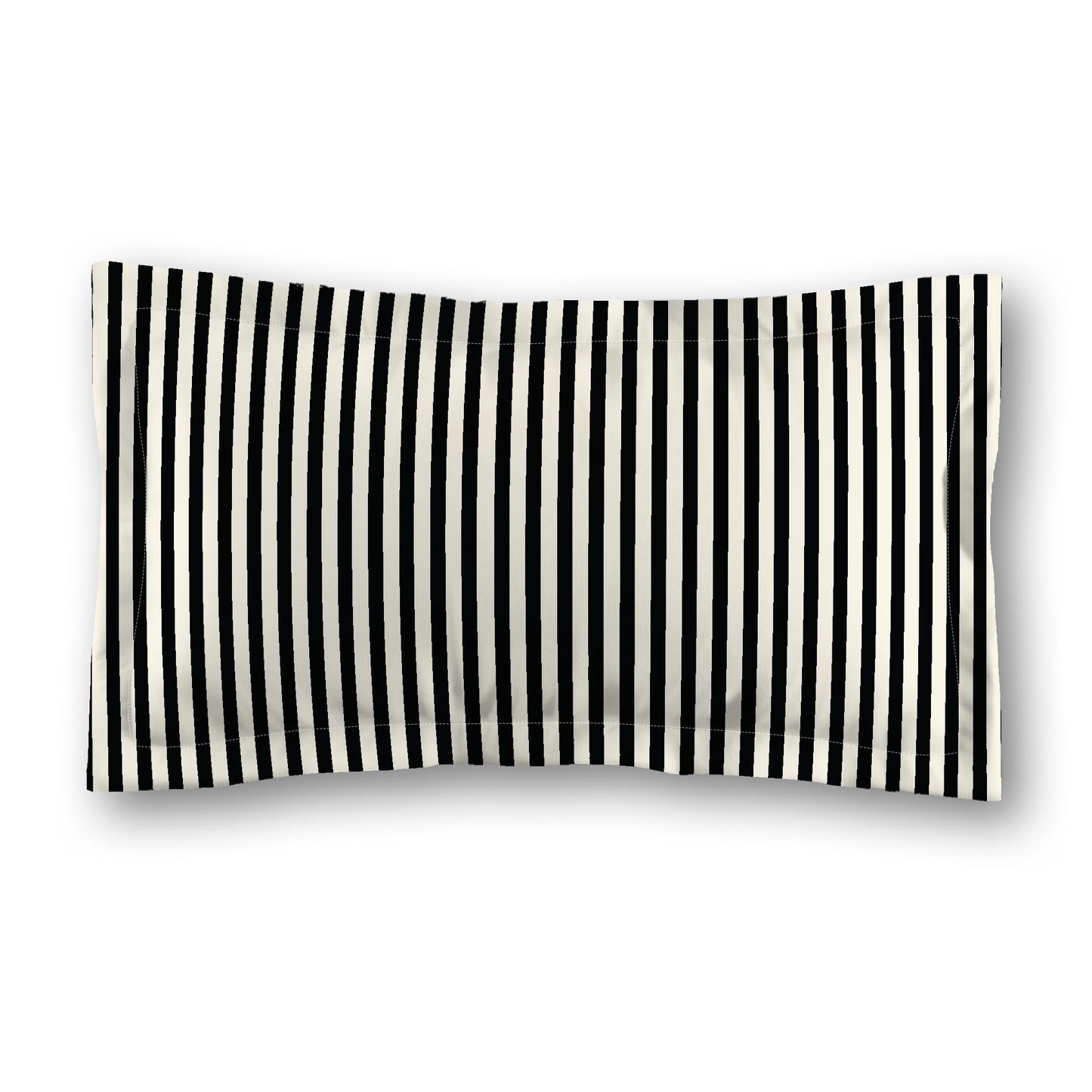 Pale Cream Microfiber Sham with Flange, Thin Black Bars on Front, White Reverse Side, Standard (width x length) 22 x 30 inches / 56 x 76 cm