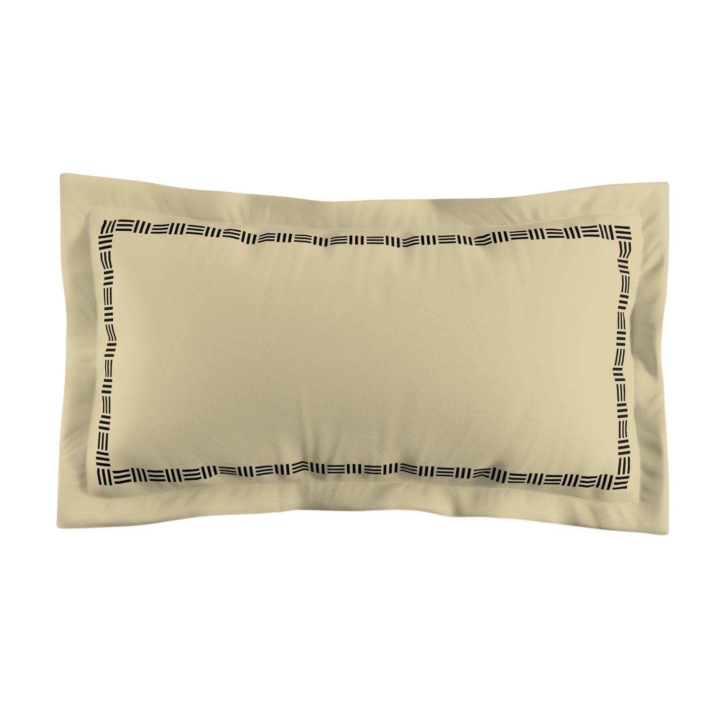 Desert Sand Microfiber Pillow Sham with Flange, Black Single Weave Motif Print, Classic Border, Desert Sand Reverse Side, Standard (width x length) 22 x 30 inches / 56 x 76 cm