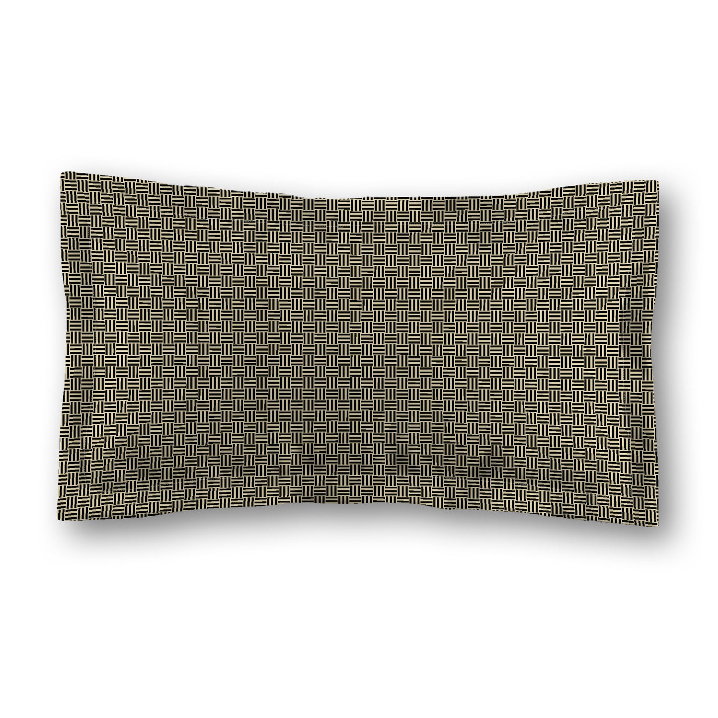 Desert Sand Microfiber Pillow Sham with Flange, Black Double Weave Motif Print, Desert Sand Reverse Side, Standard (width x length) 22 x 30 inches / 56 x 76 cm