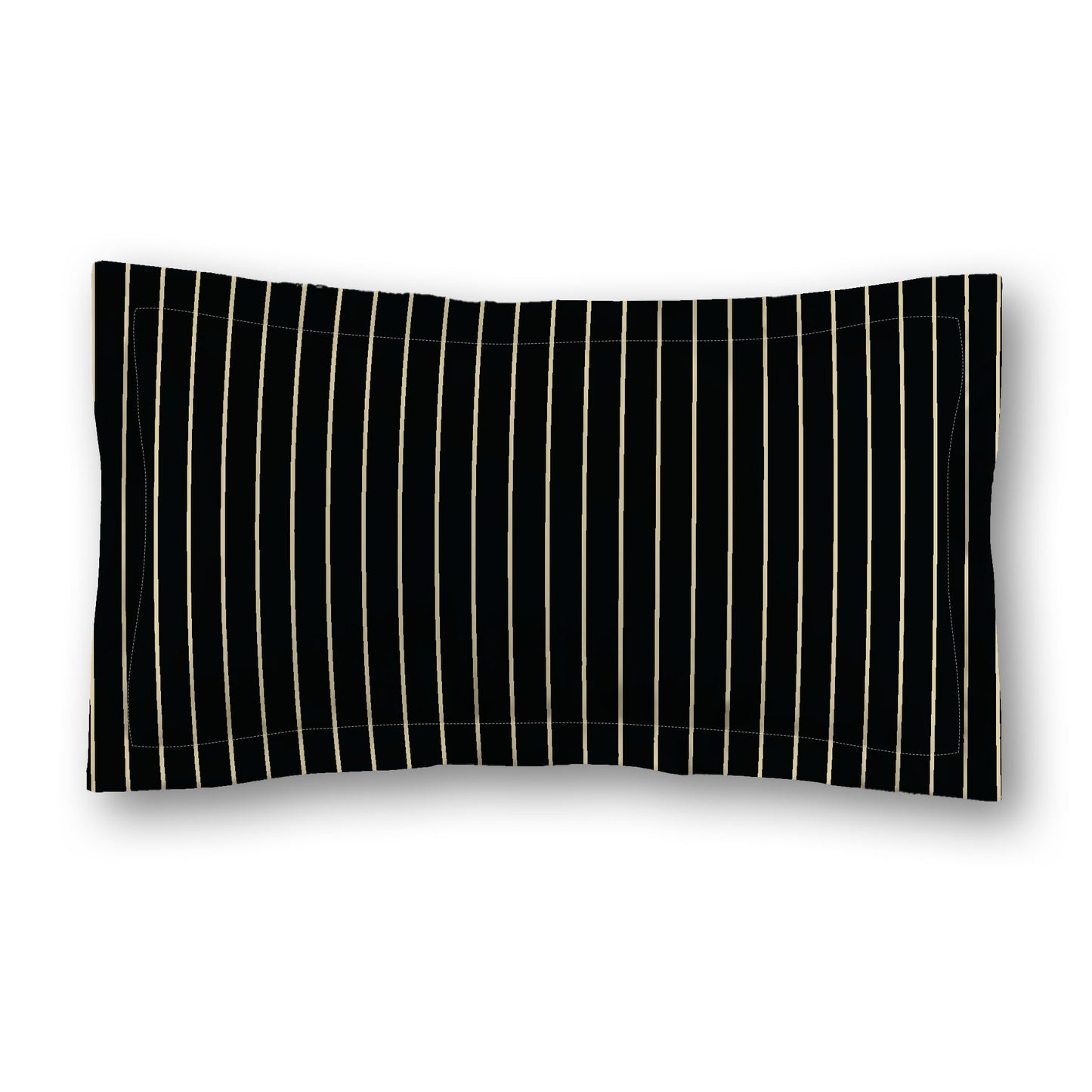 Black Microfiber Sham with Flange, Desert Sand Stripes on Front, Desert Sand Reverse Side, Standard (width x length) 22 x 30 inches / 56 x 76 cm