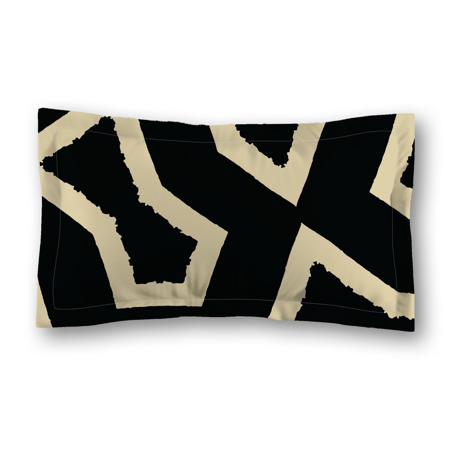 Black Microfiber Pillow Sham with Flange, Bold Desert Sand Graphic on Front, Desert Sand Reverse Side, Standard (width x length) 22 x 30 inches / 56 x 76 cm