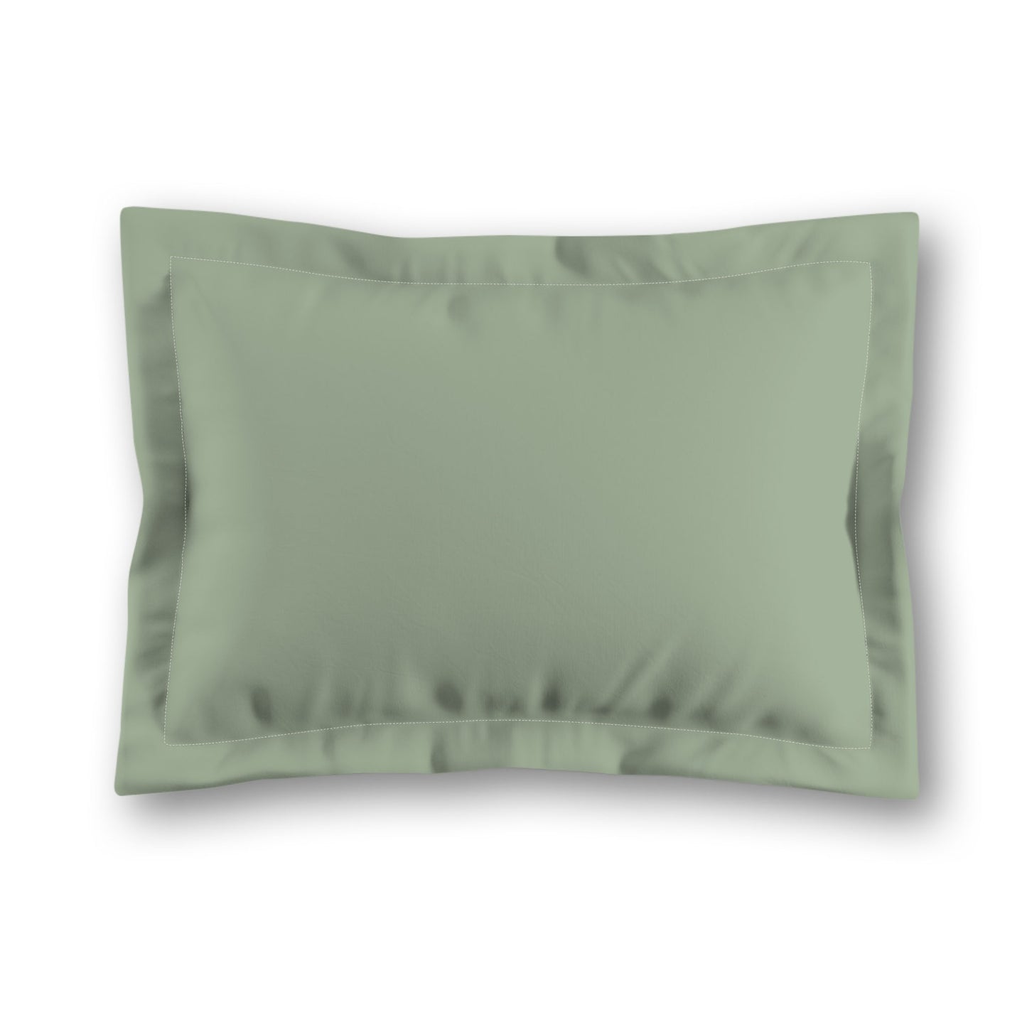 Green Microfiber Sham with Flange, White Reverse Side, King (width x length) 22 x 38 inches / 56 x 97 cm