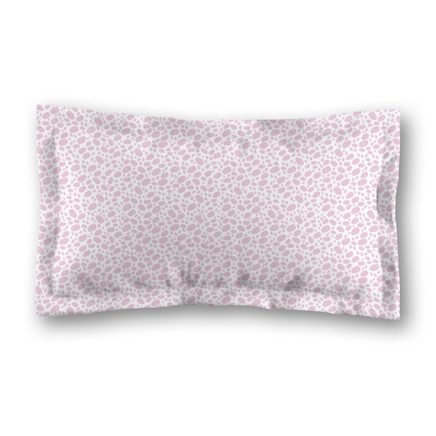 White Microfiber Pillow Sham with Flange, Pink Hand-painted Dab Motif Print, White Reverse Side, Standard (width x length) 22 x 30 inches / 56 x 76 cm