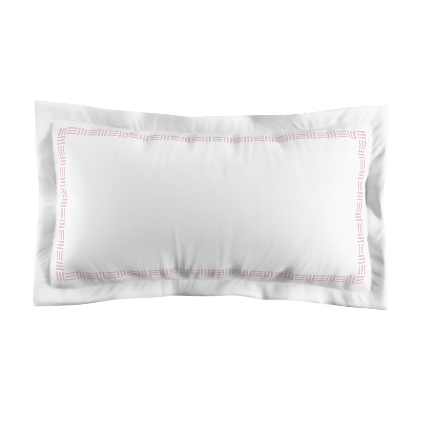 White Microfiber Pillow Sham with Flange, Pink Single Weave Motif Print, Classic Border, White Reverse Side, Standard (width x length) 22 x 30 inches / 56 x 76 cm