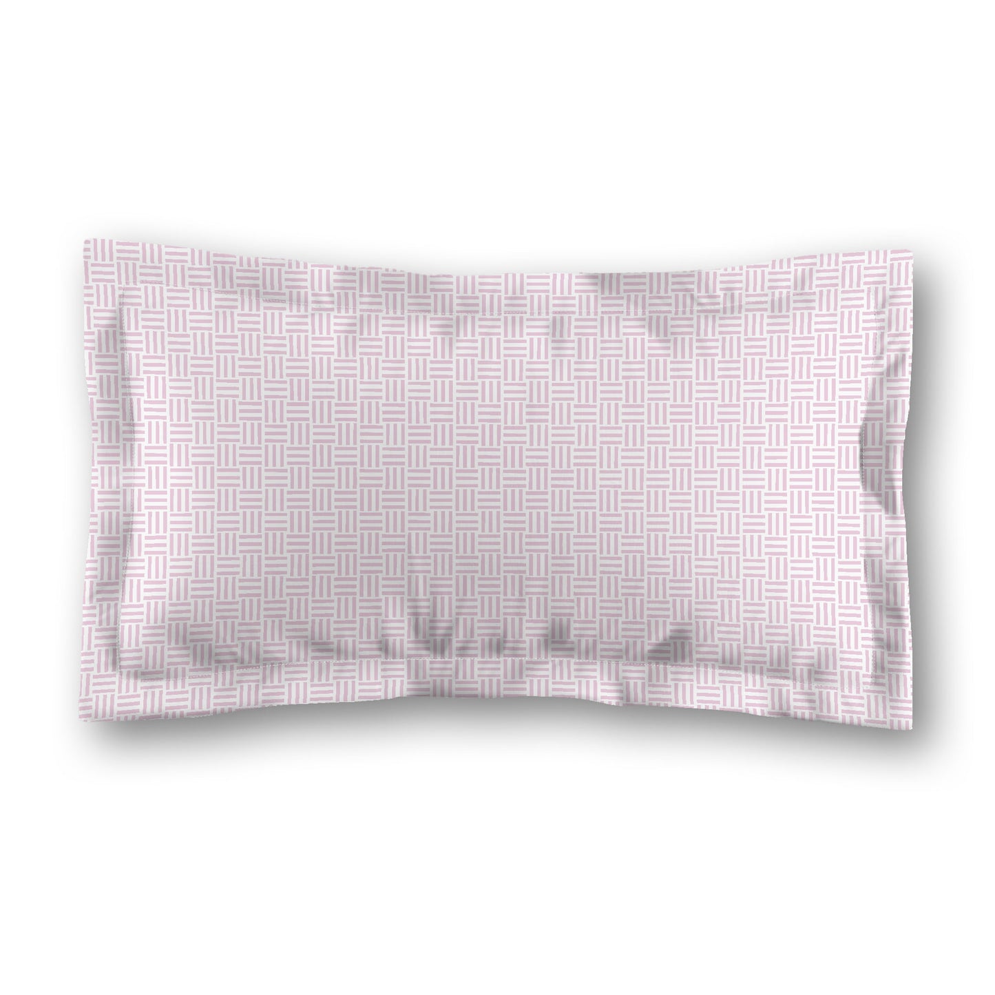 White Microfiber Pillow Sham with Flange, Pink Single Weave Motif Print, White Reverse Side, Standard (width x length) 22 x 30 inches / 56 x 76 cm