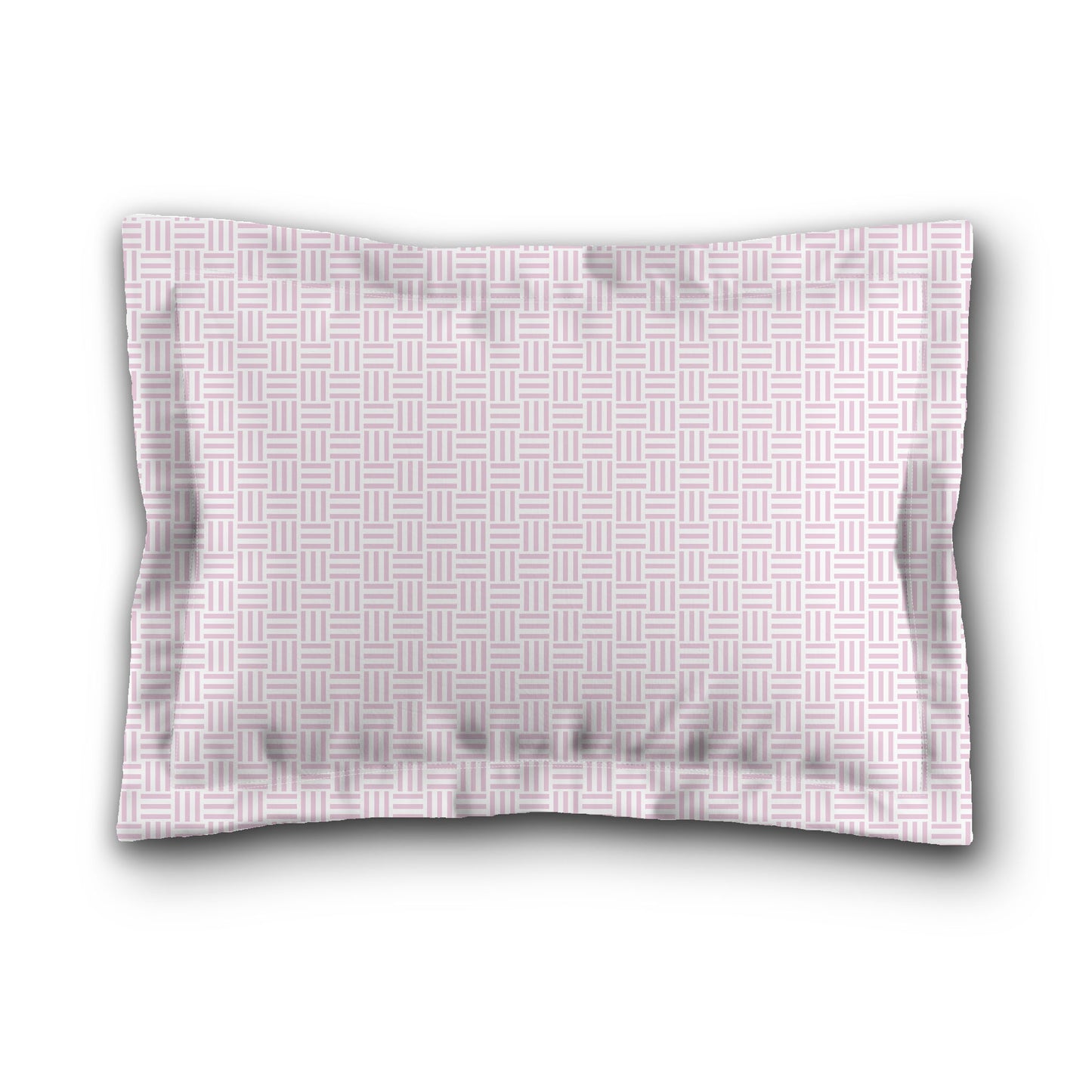 White Microfiber Pillow Sham with Flange, Pink Single Weave Motif Print, White Reverse Side, King (width x length) 22 x 38 inches / 56 x 97 cm