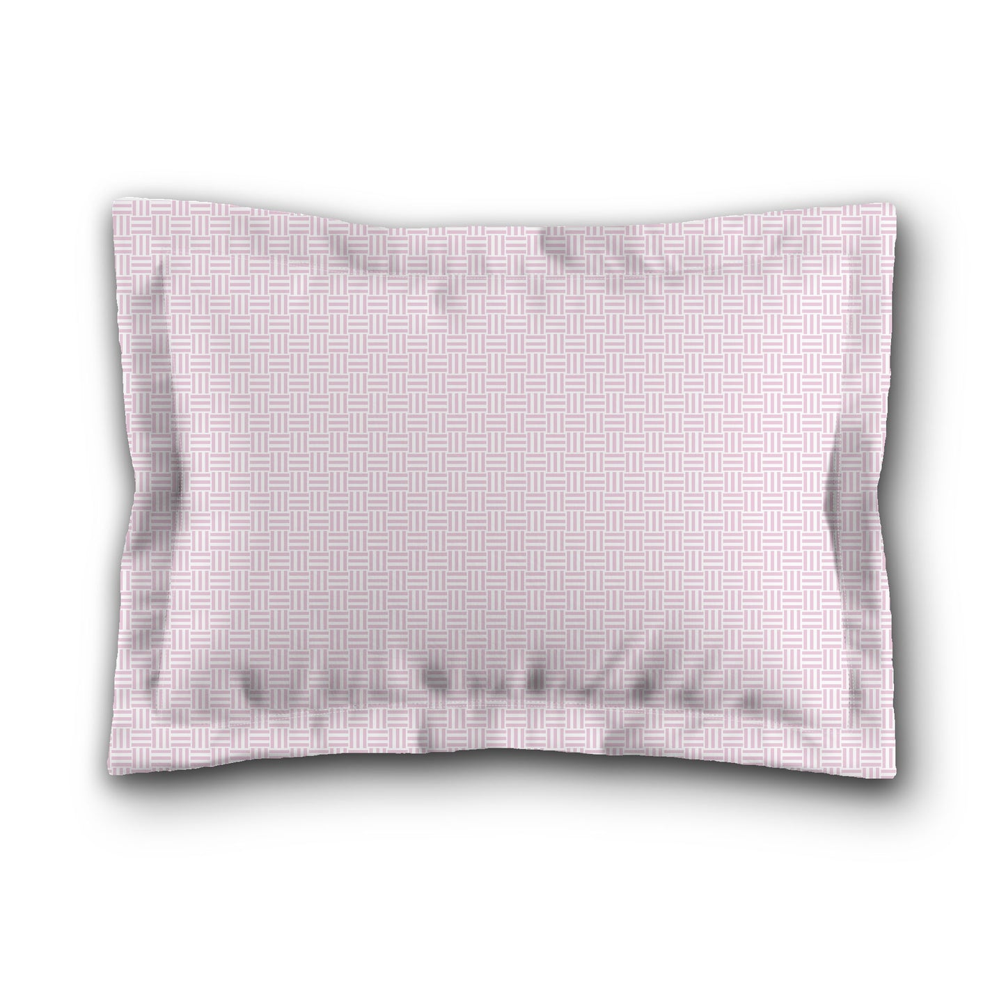 White Microfiber Pillow Sham with Flange, Pink Double Weave Motif Print, White Reverse Side, King (width x length) 22 x 38 inches / 56 x 97 cm