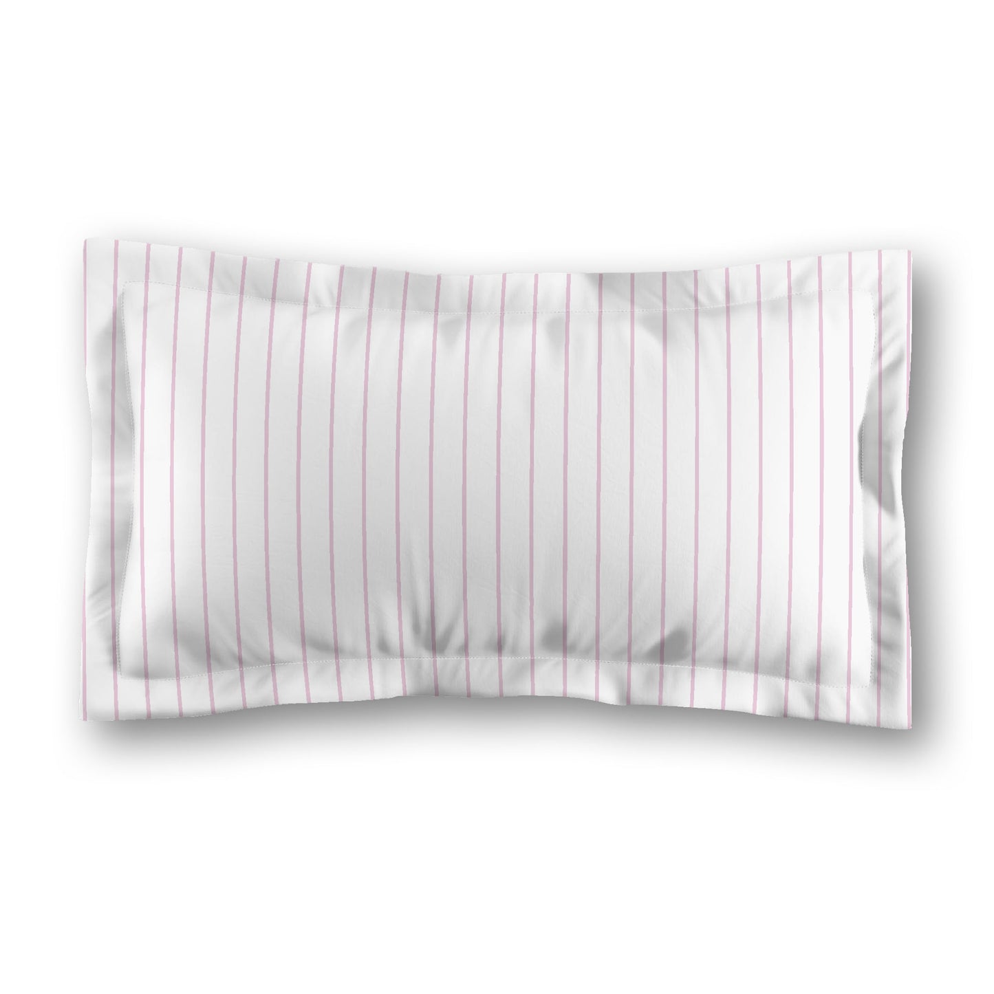 White Microfiber Sham with Flange, Pink Stripes on Front, White Reverse Side, Standard (width x length) 22 x 30 inches / 56 x 76 cm