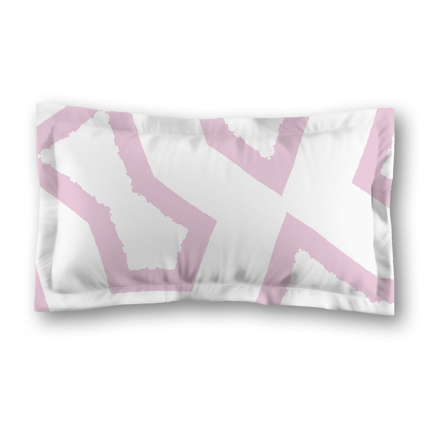 White Microfiber Sham with Flange, Bold Pink Graphic on Front, White Reverse Side, Standard (width x length) 22 x 30 inches / 56 x 76 cm