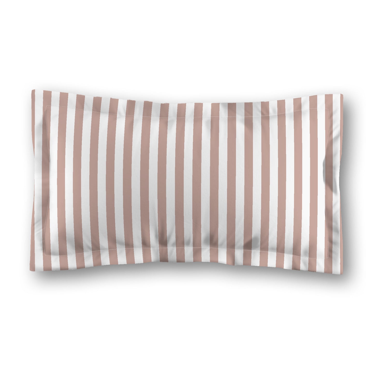 White Microfiber Sham with Flange, Salmon Bars on Front, White Reverse Side, Standard (width x length) 22 x 30 inches / 56 x 76 cm
