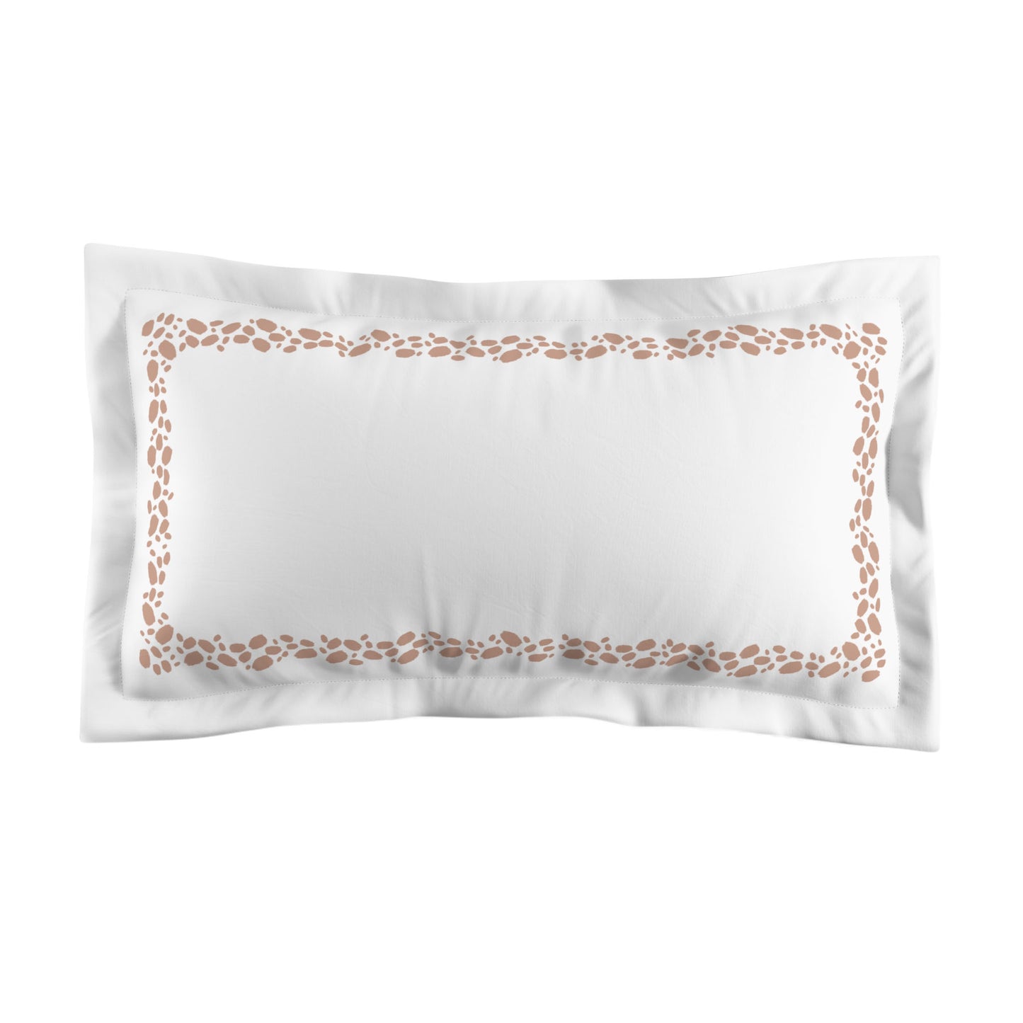 White Microfiber Pillow Sham with Flange, Salmon Hand-painted Dab Motif Print, Classic Border, White Reverse Side, Standard (width x length) 22 x 30 inches / 56 x 76 cm
