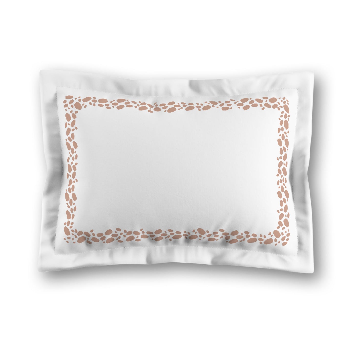 White Microfiber Pillow Sham with Flange, Salmon Hand-painted Dab Motif Print, Classic Border, White Reverse Side, King (width x length) 22 x 38 inches / 56 x 97 cm