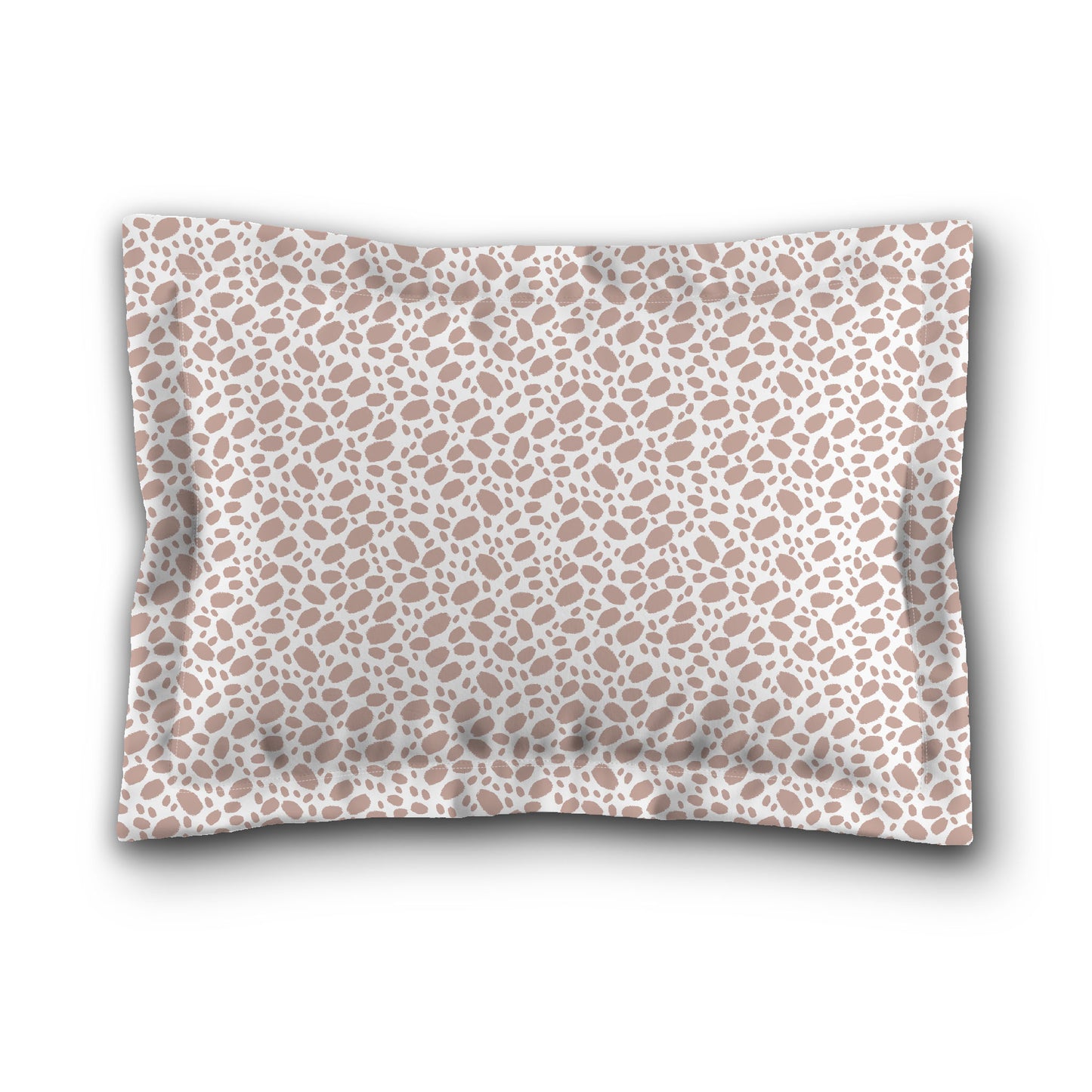 White Microfiber Pillow Sham with Flange, Salmon Hand-painted Dab Motif Print, White Reverse Side, King (width x length) 22 x 38 inches / 56 x 97 cm