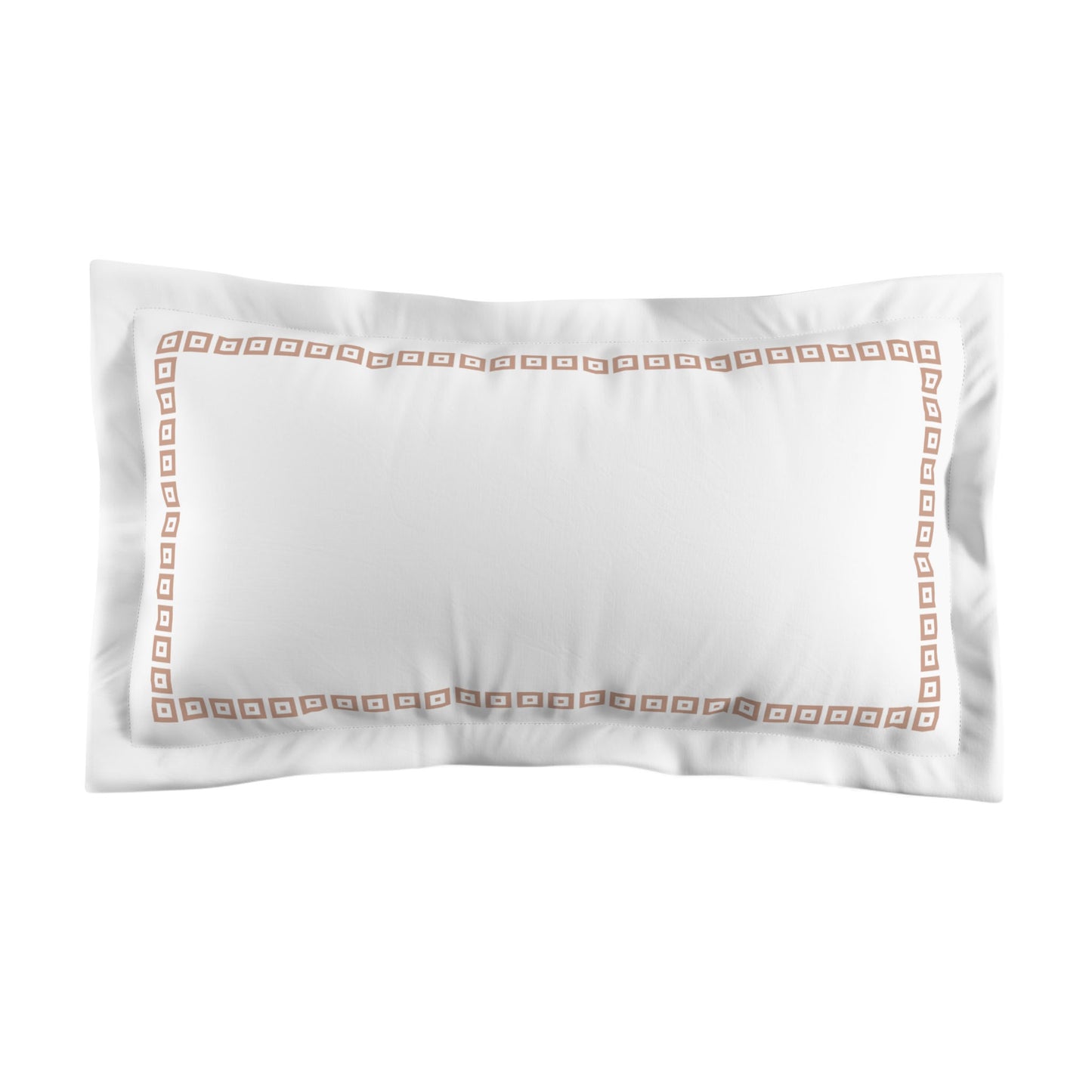 White Microfiber Pillow Sham with Flange, Salmon Repeating Square Motif Print, Classic Border, White Reverse Side, Standard (width x length) 22 x 30 inches / 56 x 76 cm