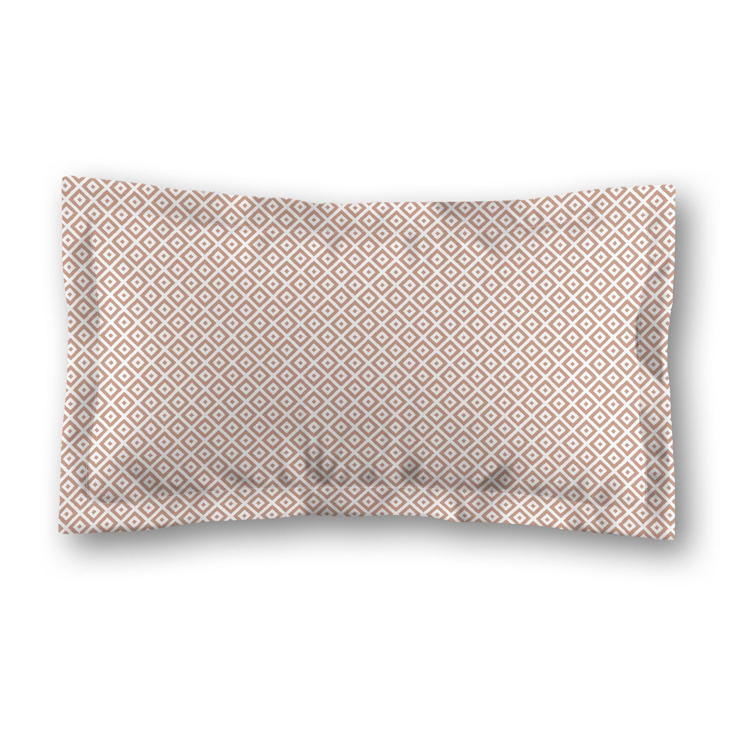 White Microfiber Pillow Sham with Flange, Salmon Repeating Square Motif Print, White Reverse Side, Standard (width x length) 22 x 30 inches / 56 x 76 cm