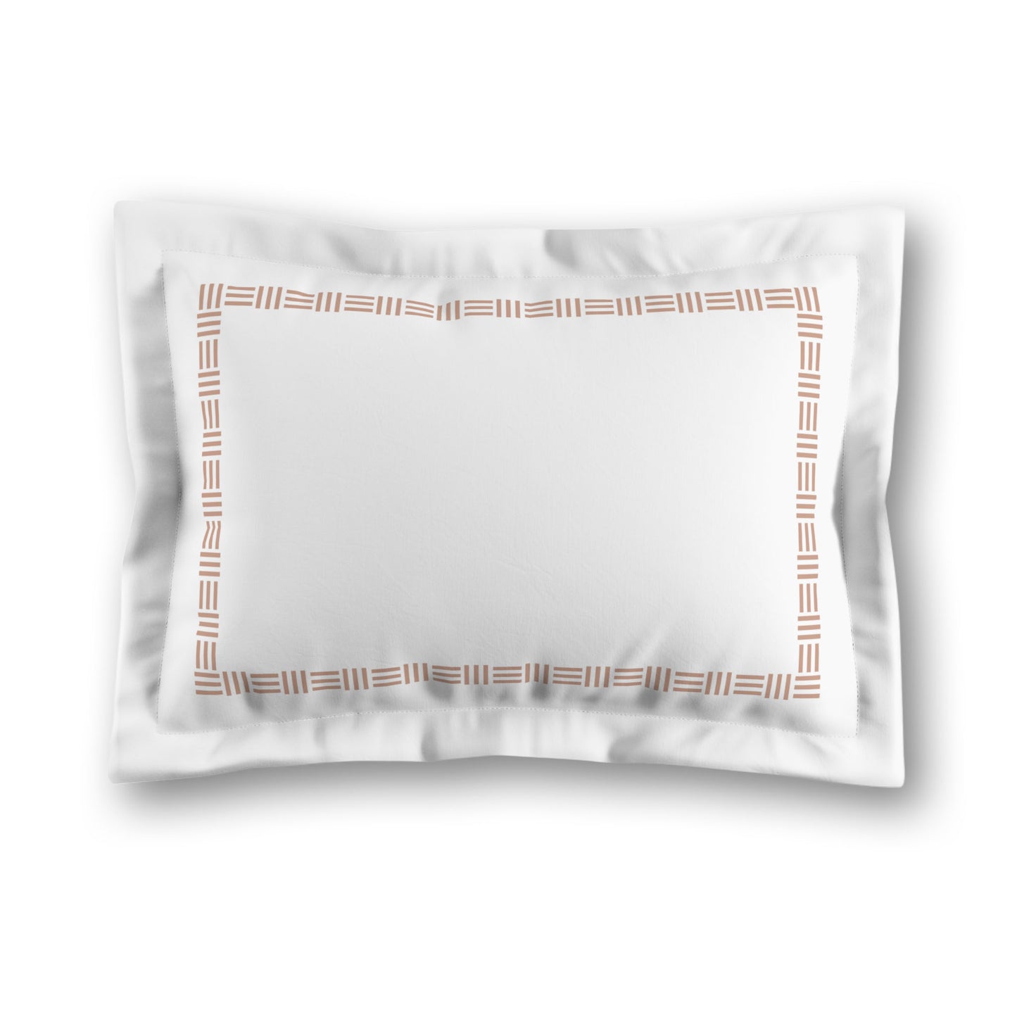 White Microfiber Pillow Sham with Flange, Salmon Single Weave Motif Print, Classic Border, White Reverse Side, King (width x length) 22 x 38 inches / 56 x 97 cm