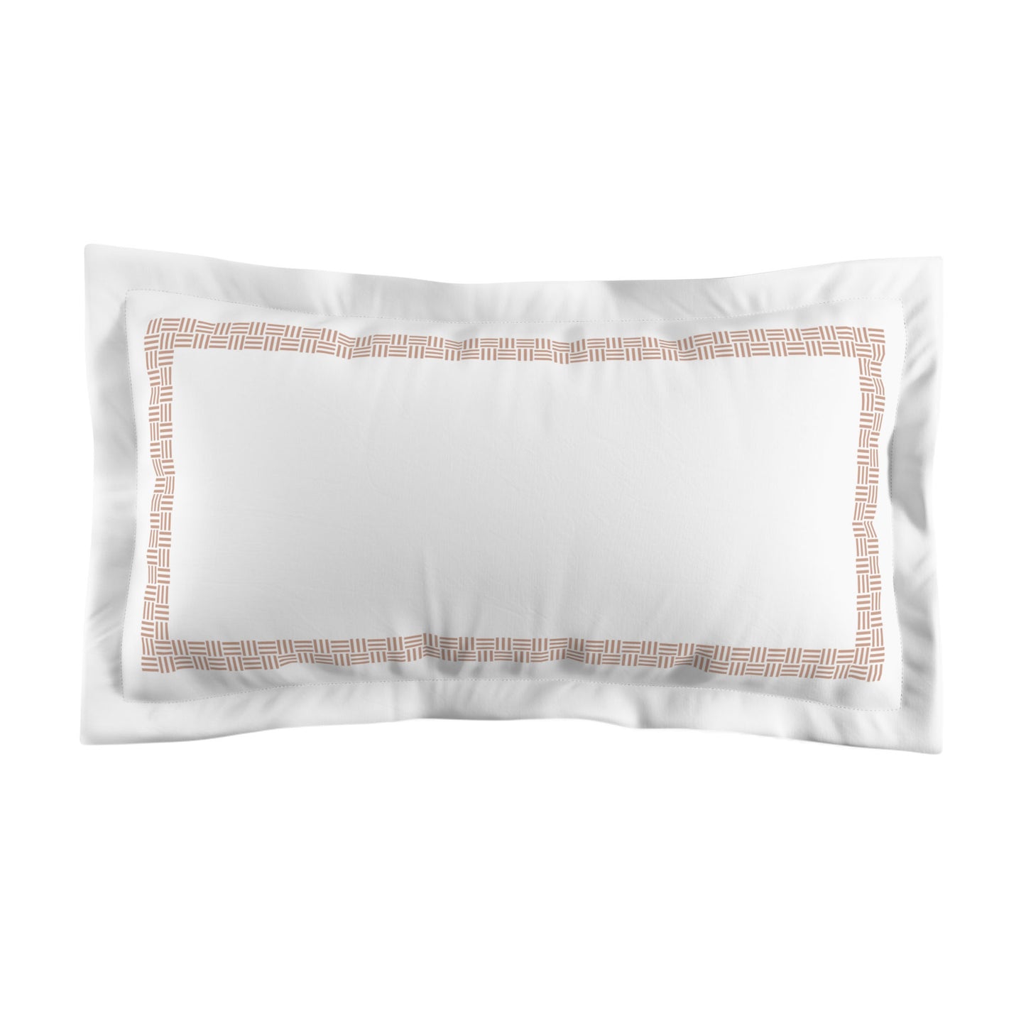 White Microfiber Pillow Sham with Flange, Salmon Double Weave Motif Print, Classic Border, White Reverse Side, Standard (width x length) 22 x 30 inches / 56 x 76 cm