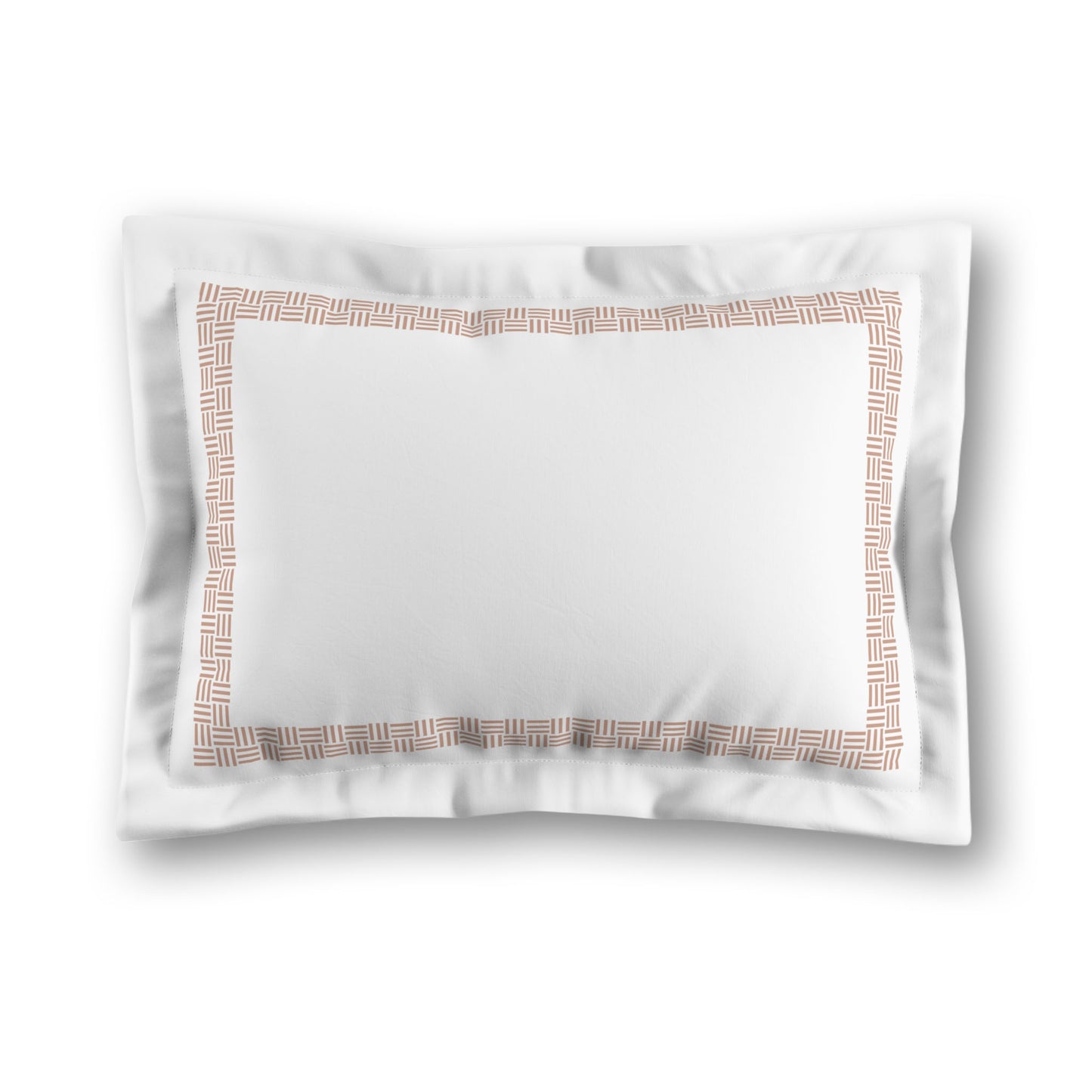 White Microfiber Pillow Sham with Flange, Salmon Double Weave Motif Print, Classic Border, White Reverse Side, King (width x length) 22 x 38 inches / 56 x 97 cm
