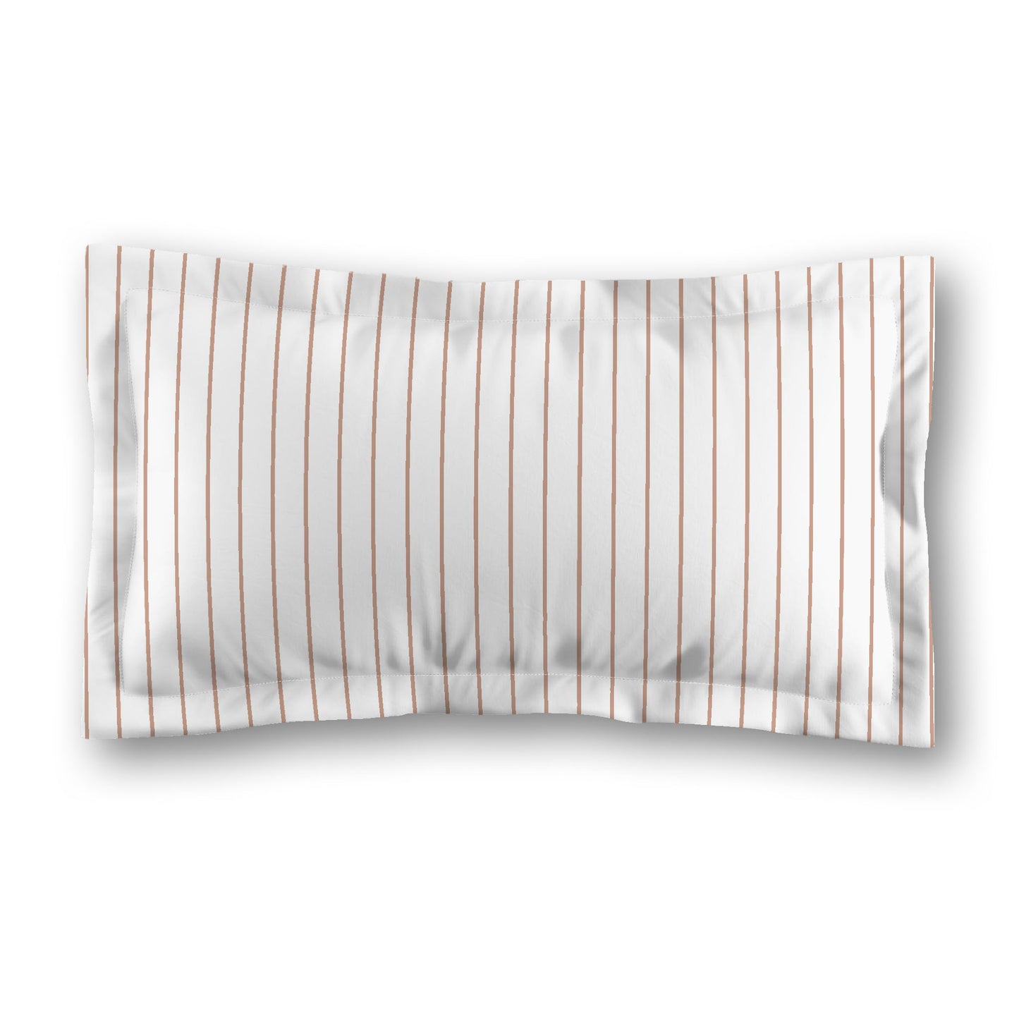White Microfiber Sham with Flange, Salmon Stripes on Front, White Reverse Side, Standard (width x length) 22 x 30 inches / 56 x 76 cm