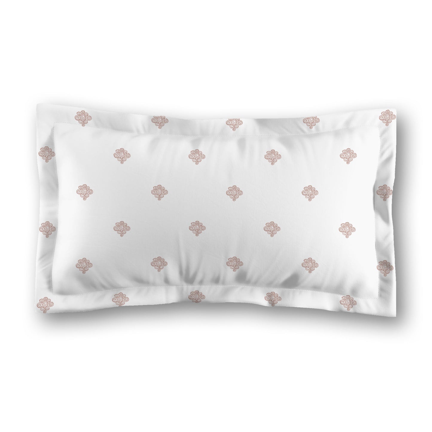 White Microfiber Pillow Sham with Flange, Salmon Hand-painted Swizzle Motif Print, White Reverse Side, Standard (width x length) 22 x 30 inches / 56 x 76 cm
