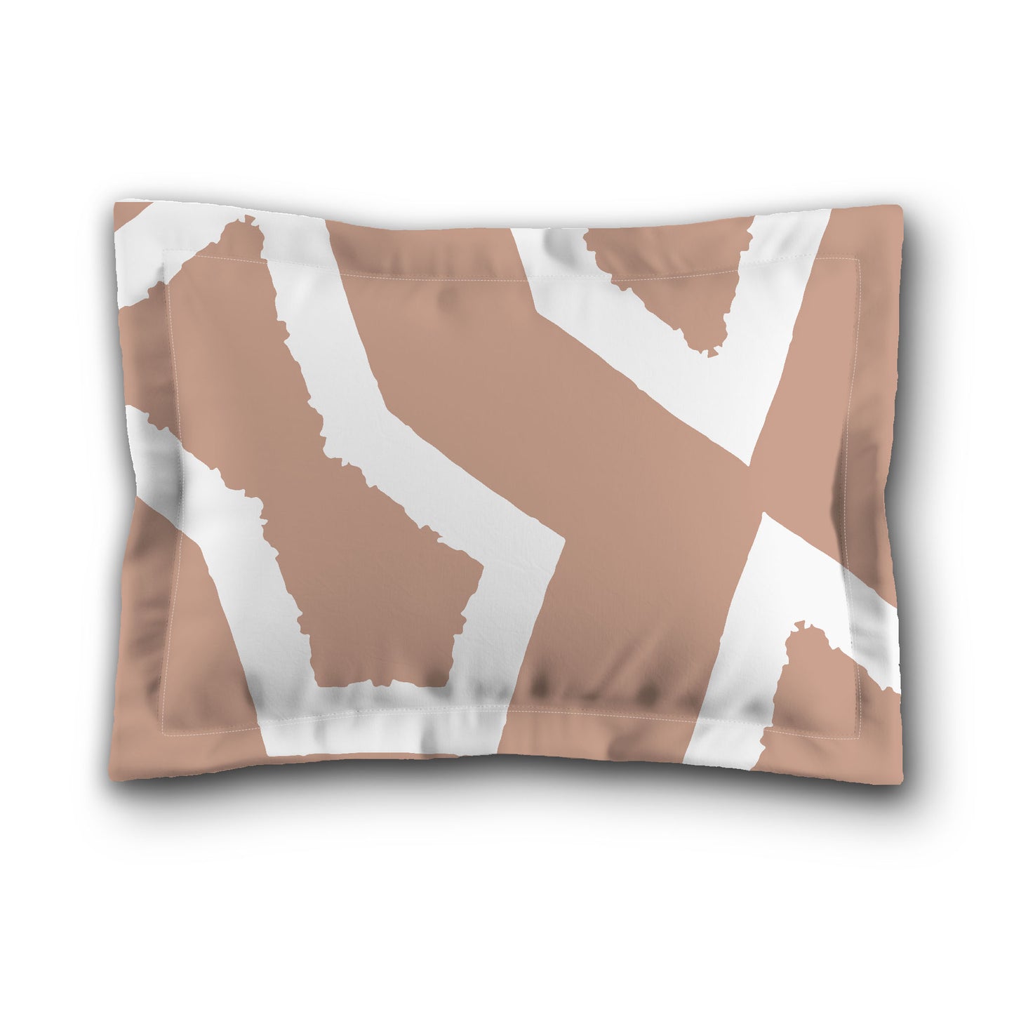 Salmon Microfiber Pillow Sham with Flange, Bold White Graphic on Front, White Reverse Side, King (width x length) 22 x 38 inches / 56 x 97 cm