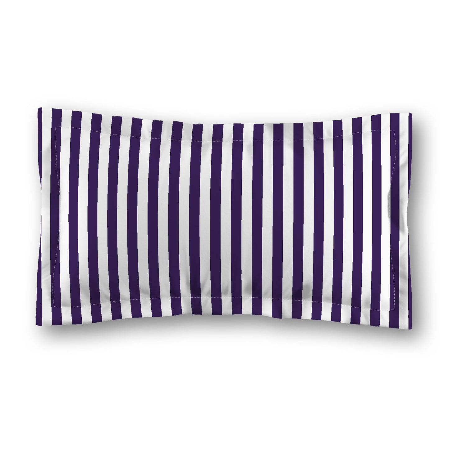 White Microfiber Sham with Flange, Purple Bars on Front, White Reverse Side, Standard (width x length) 22 x 30 inches / 56 x 76 cm