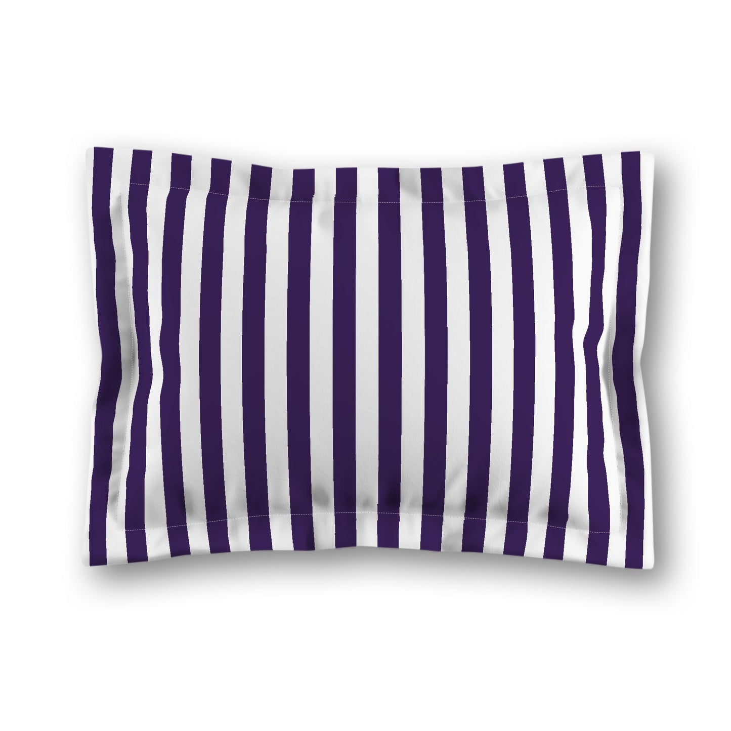 White Microfiber Sham with Flange, Purple Bars on Front, White Reverse Side, King (width x length) 22 x 38 inches / 56 x 97 cm