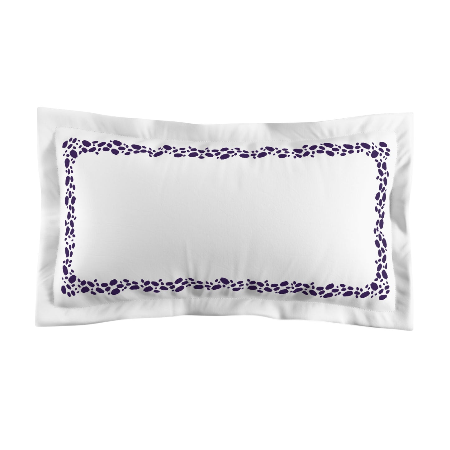 White Microfiber Pillow Sham with Flange, Purple Hand-painted Dab Motif Print, Classic Border, White Reverse Side, Standard (width x length) 22 x 30 inches / 56 x 76 cm