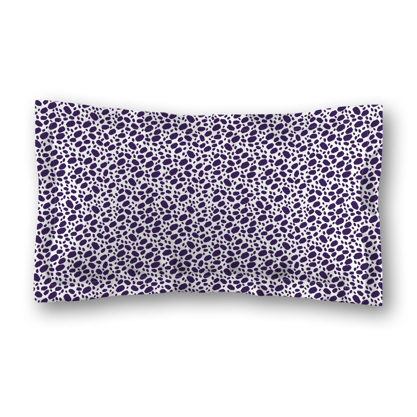 White Microfiber Pillow Sham with Flange, Purple Hand-painted Dab Motif Print, White Reverse Side, Standard (width x length) 22 x 30 inches / 56 x 76 cm