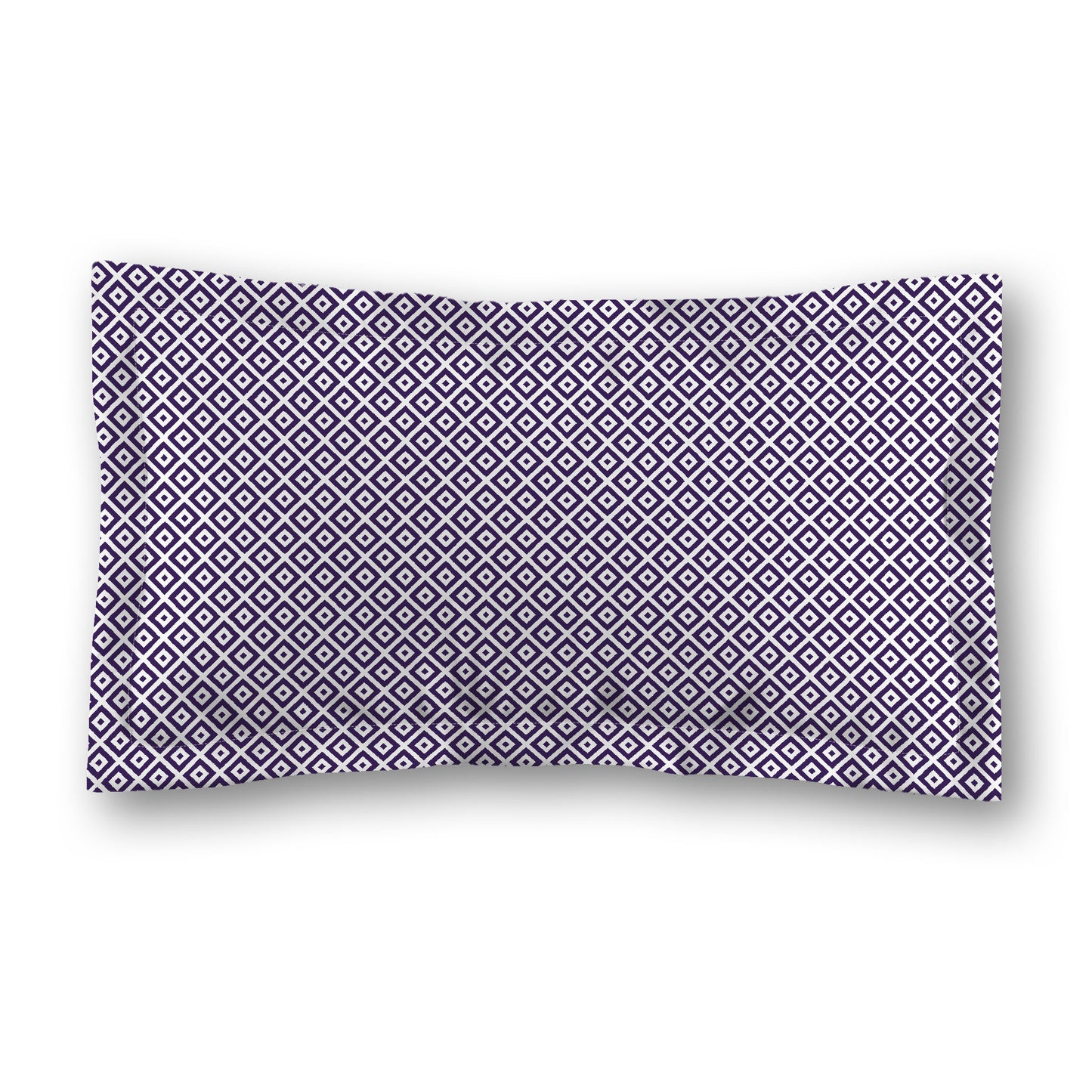 White Microfiber Pillow Sham with Flange, Purple Repeating Square Motif Print, White Reverse Side, Standard (width x length) 22 x 30 inches / 56 x 76 cm
