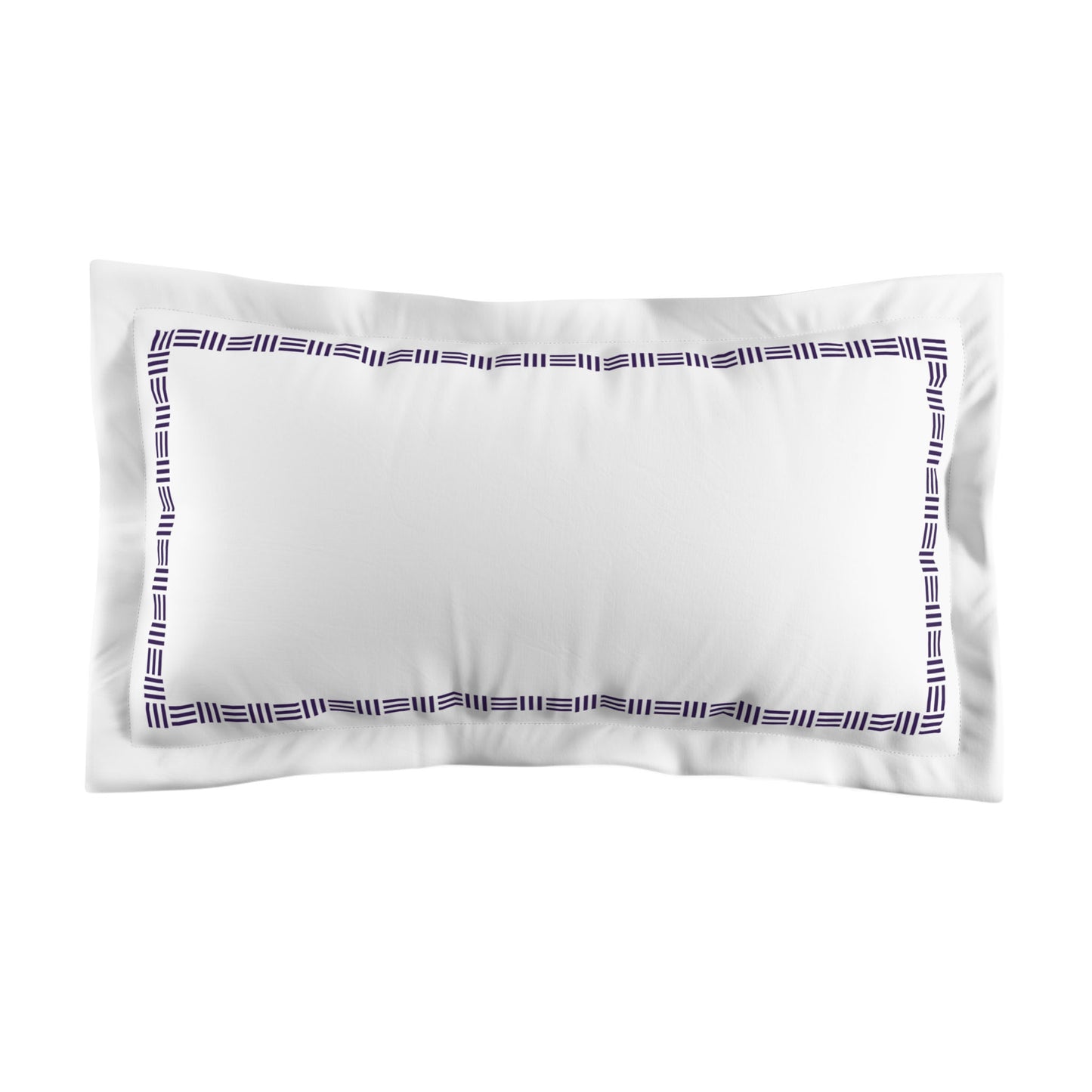 White Microfiber Pillow Sham with Flange, Purple Single Weave Motif Print, Classic Border, White Reverse Side, Standard (width x length) 22 x 30 inches / 56 x 76 cm