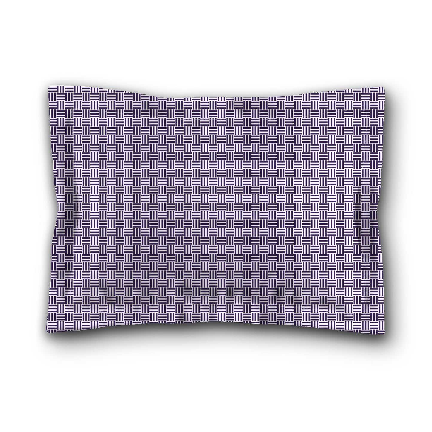 White Microfiber Pillow Sham with Flange, Purple Double Weave Motif Print, White Reverse Side, King (width x length) 22 x 38 inches / 56 x 97 cm