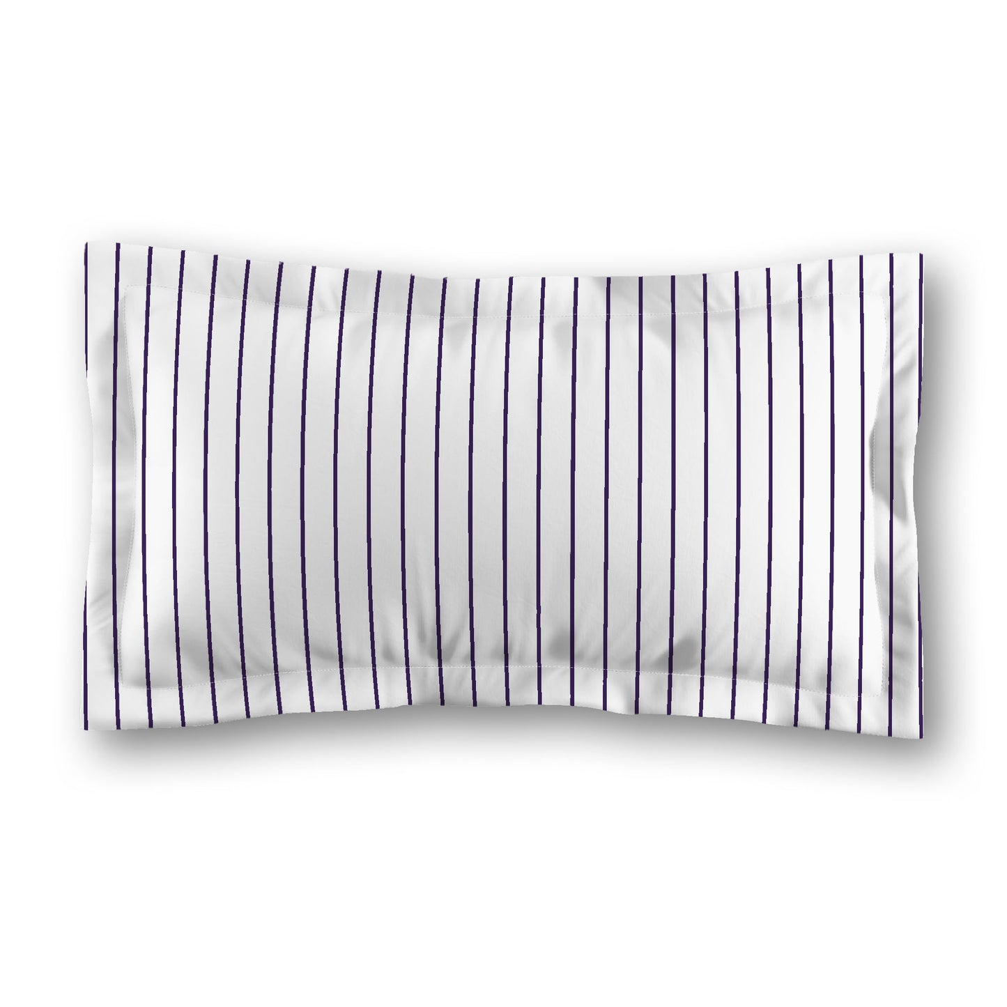 White Microfiber Sham with Flange, Purple Stripes on Front, White Reverse Side, Standard (width x length) 22 x 30 inches / 56 x 76 cm