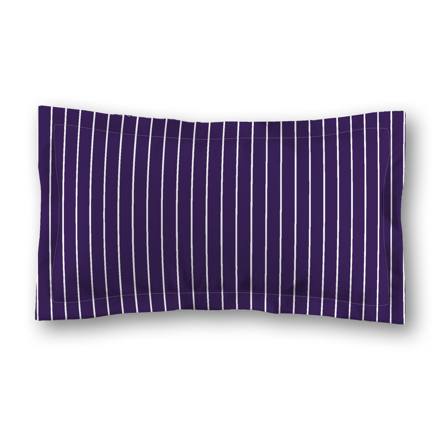 Purple Microfiber Sham with Flange, White Stripes on Front, White Reverse Side, Standard (width x length) 22 x 30 inches / 56 x 76 cm