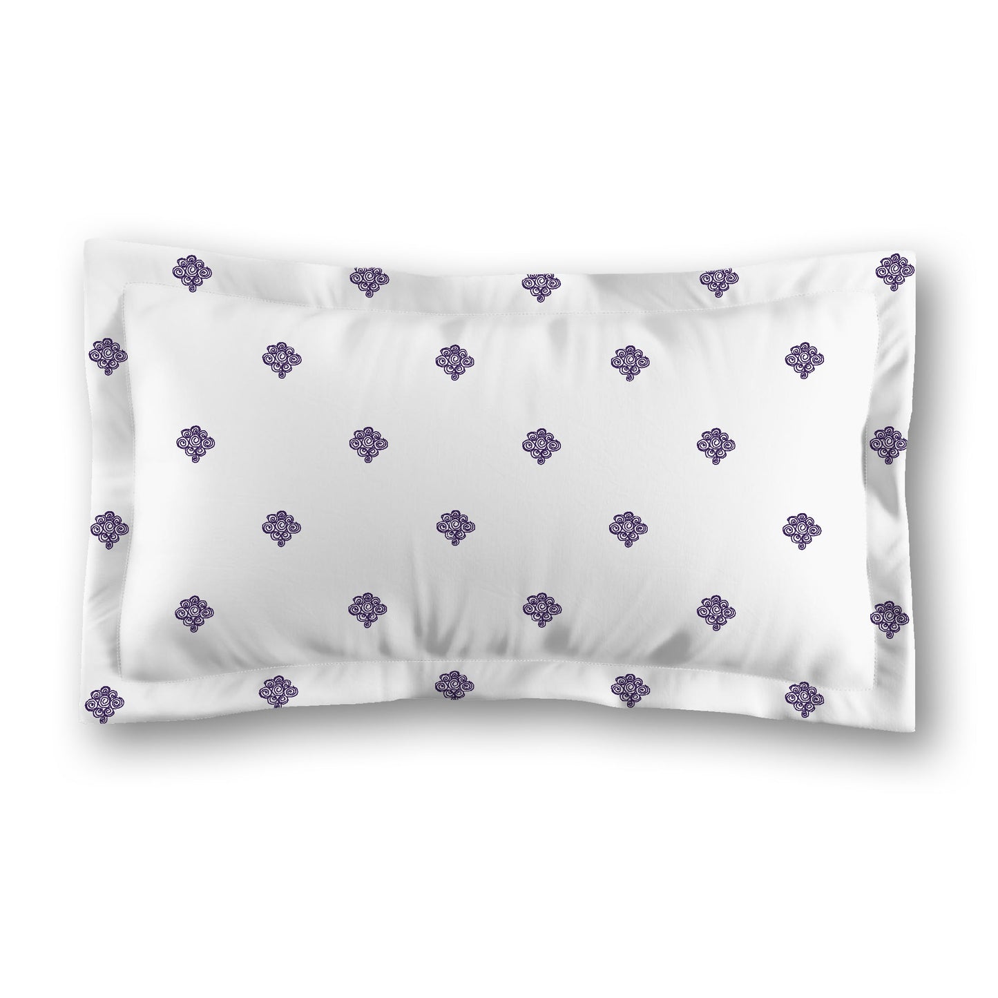 White Microfiber Pillow Sham with Flange, Purple Hand-painted Swizzle Motif Print, White Reverse Side, Standard (width x length) 22 x 30 inches / 56 x 76 cm