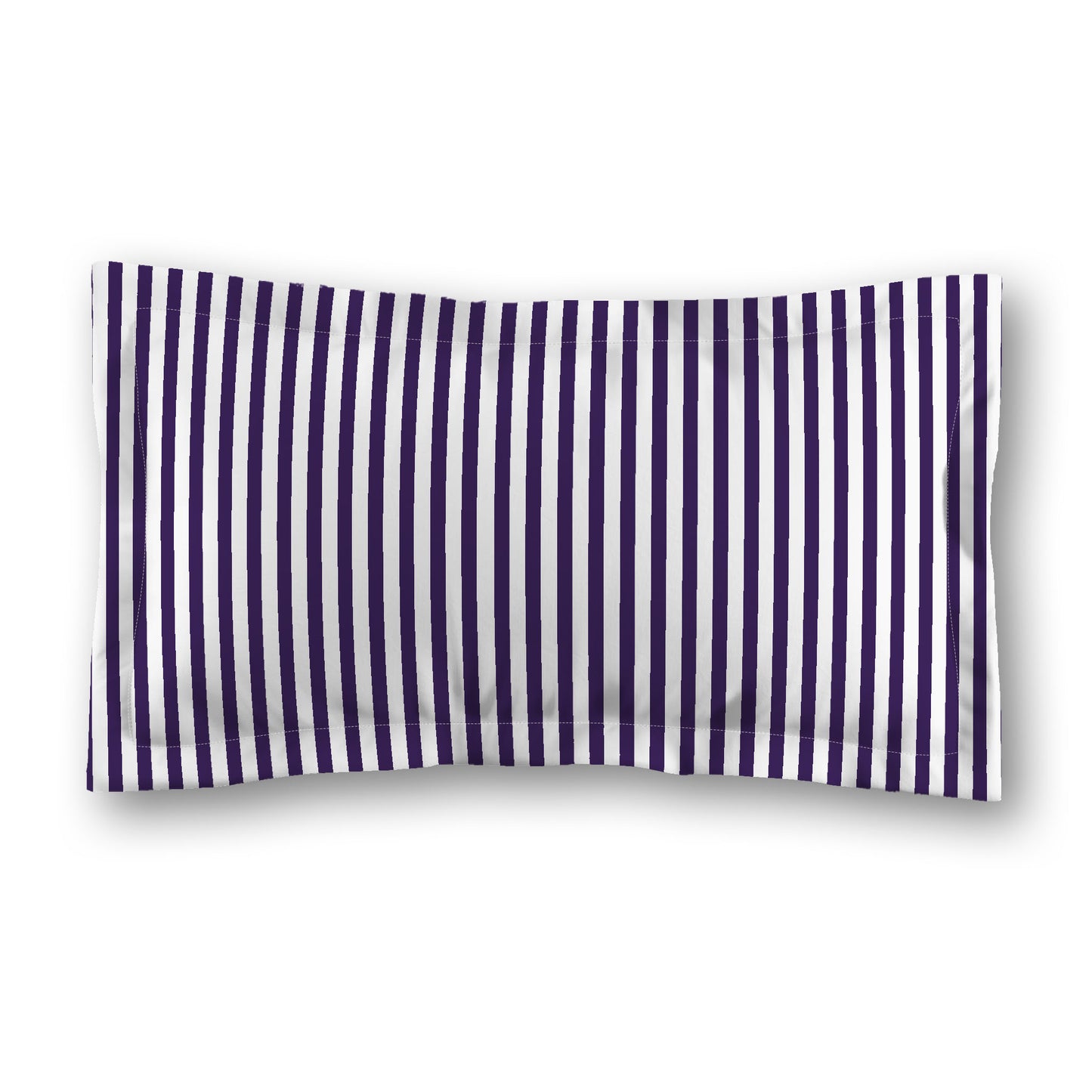White Microfiber Sham with Flange, Thin Purple Bars on Front, White Reverse Side, Standard (width x length) 22 x 30 inches / 56 x 76 cm