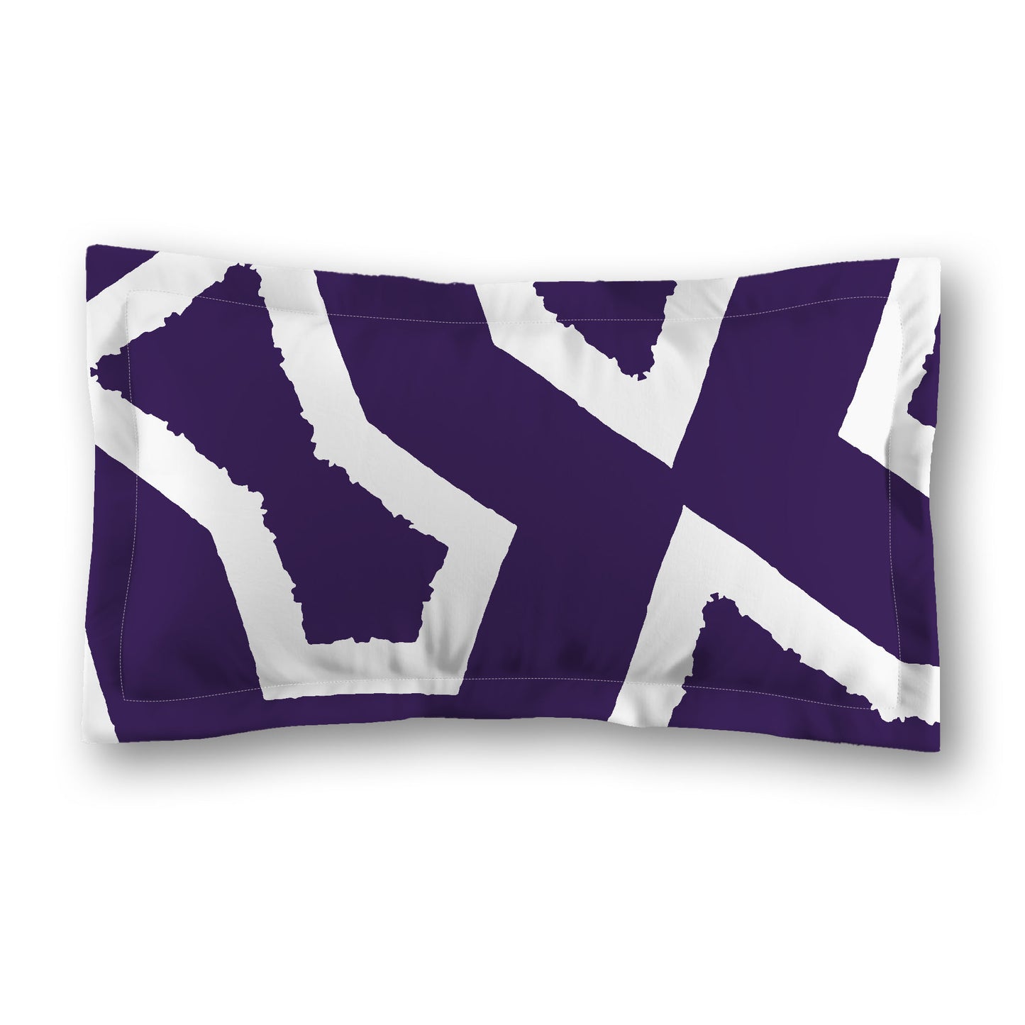 Purple Microfiber Pillow Sham with Flange, Bold White Graphic on Front, White Reverse Side, Standard (width x length) 22 x 30 inches / 56 x 76 cm