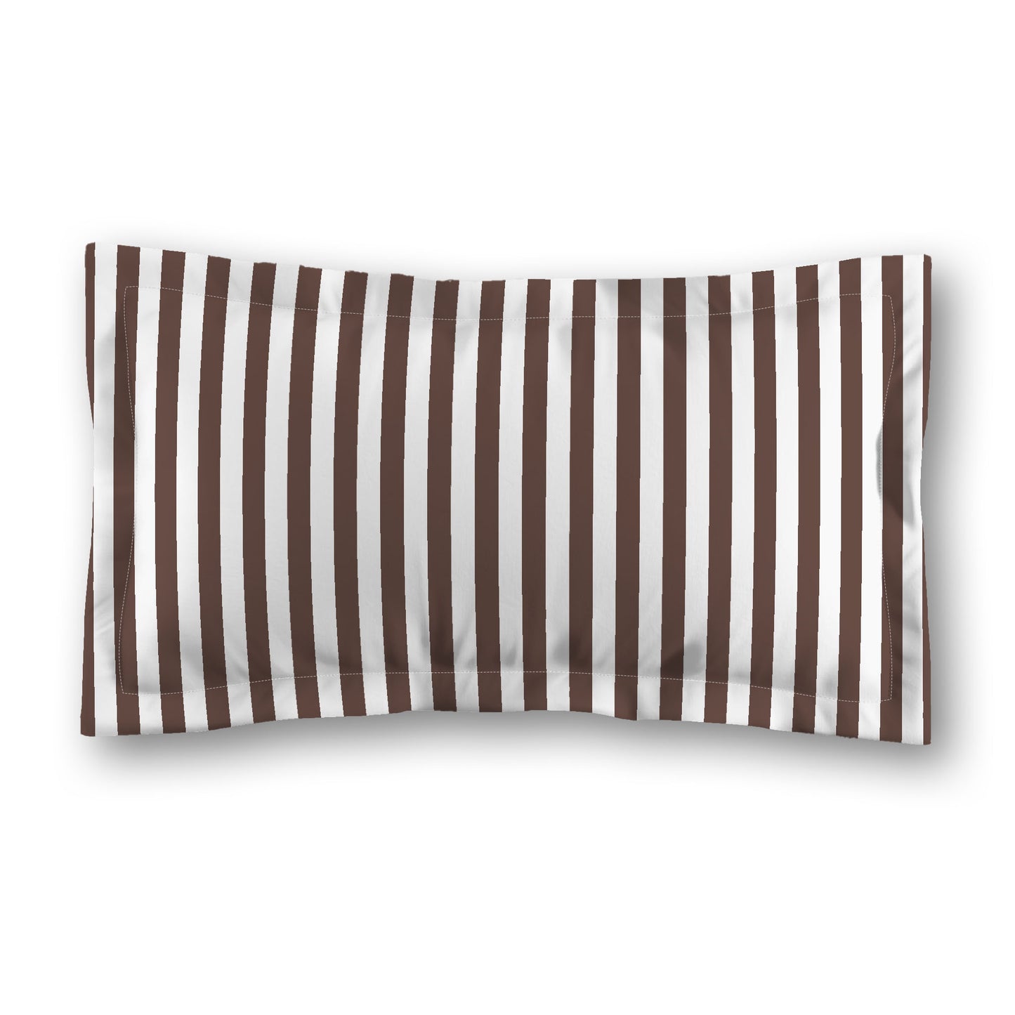 White Microfiber Sham with Flange, Brown Bars on Front, White Reverse Side, Standard (width x length) 22 x 30 inches / 56 x 76 cm