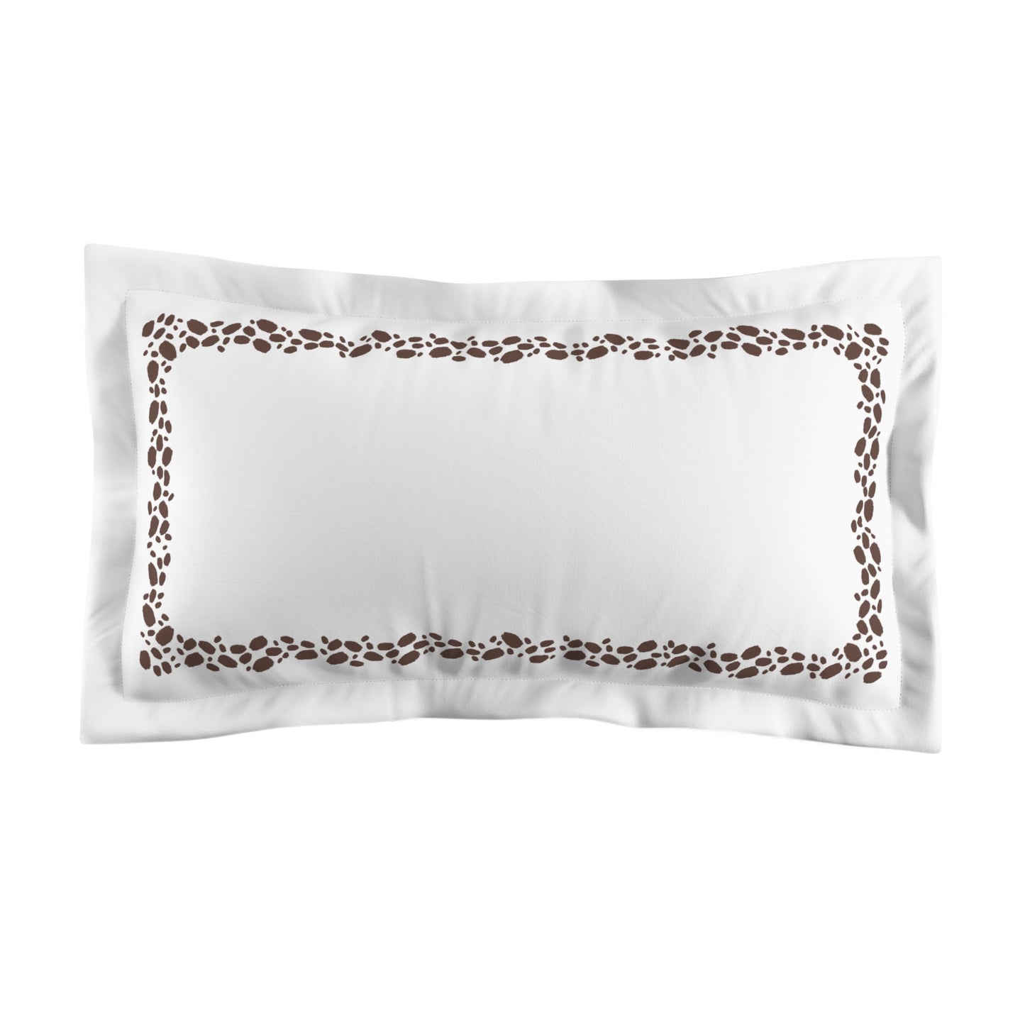 White Microfiber Pillow Sham with Flange, Brown Hand-painted Dab Motif Print, Classic Border, White Reverse Side, Standard (width x length) 22 x 30 inches / 56 x 76 cm