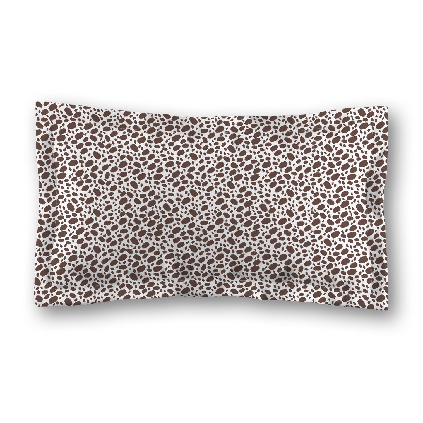 White Microfiber Pillow Sham with Flange, Brown Hand-painted Dab Motif Print, White Reverse Side, Standard (width x length) 22 x 30 inches / 56 x 76 cm