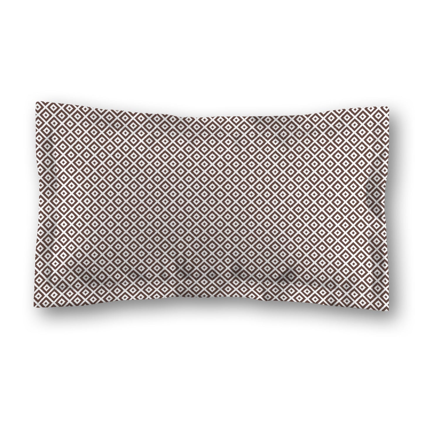 White Microfiber Pillow Sham with Flange, Brown Repeating Square Motif Print, White Reverse Side, Standard (width x length) 22 x 30 inches / 56 x 76 cm
