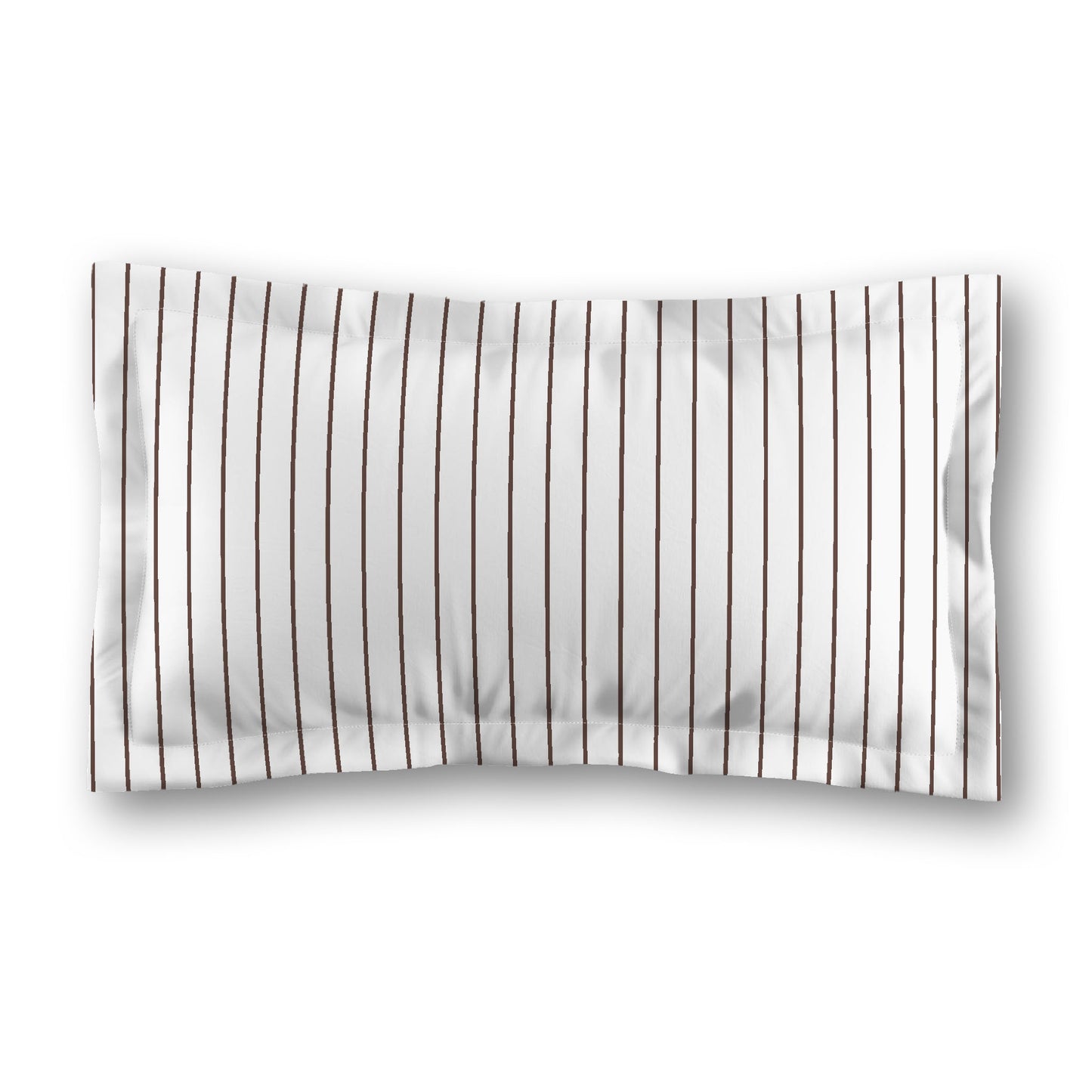 White Microfiber Sham with Flange, Brown Stripes on Front, White Reverse Side, Standard (width x length) 22 x 30 inches / 56 x 76 cm
