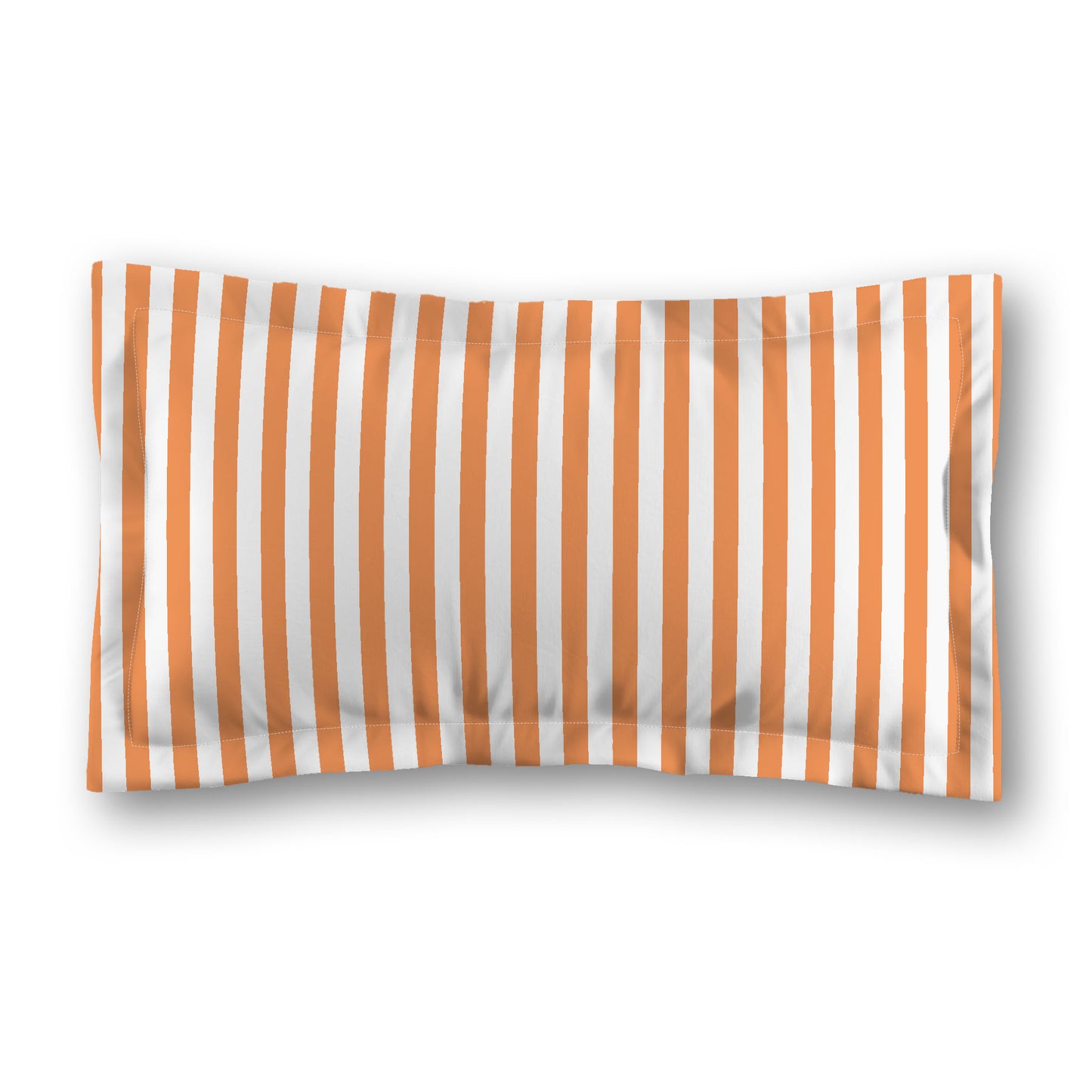 White Microfiber Sham with Flange, Orange Bars on Front, White Reverse Side, Standard (width x length) 22 x 30 inches / 56 x 76 cm